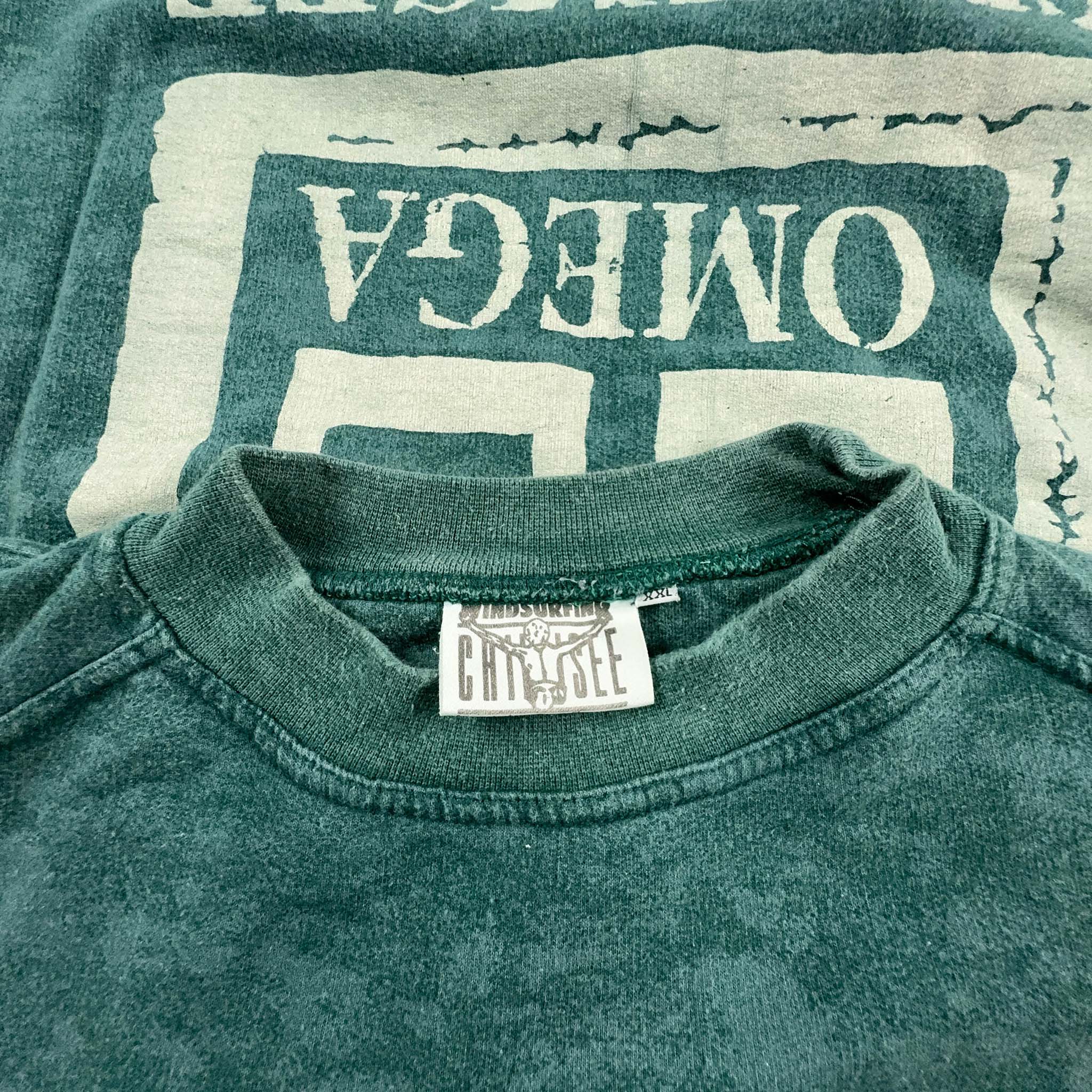 Felpa Vintage a girocollo verde scuro con ricamo - Taglia XXL donna