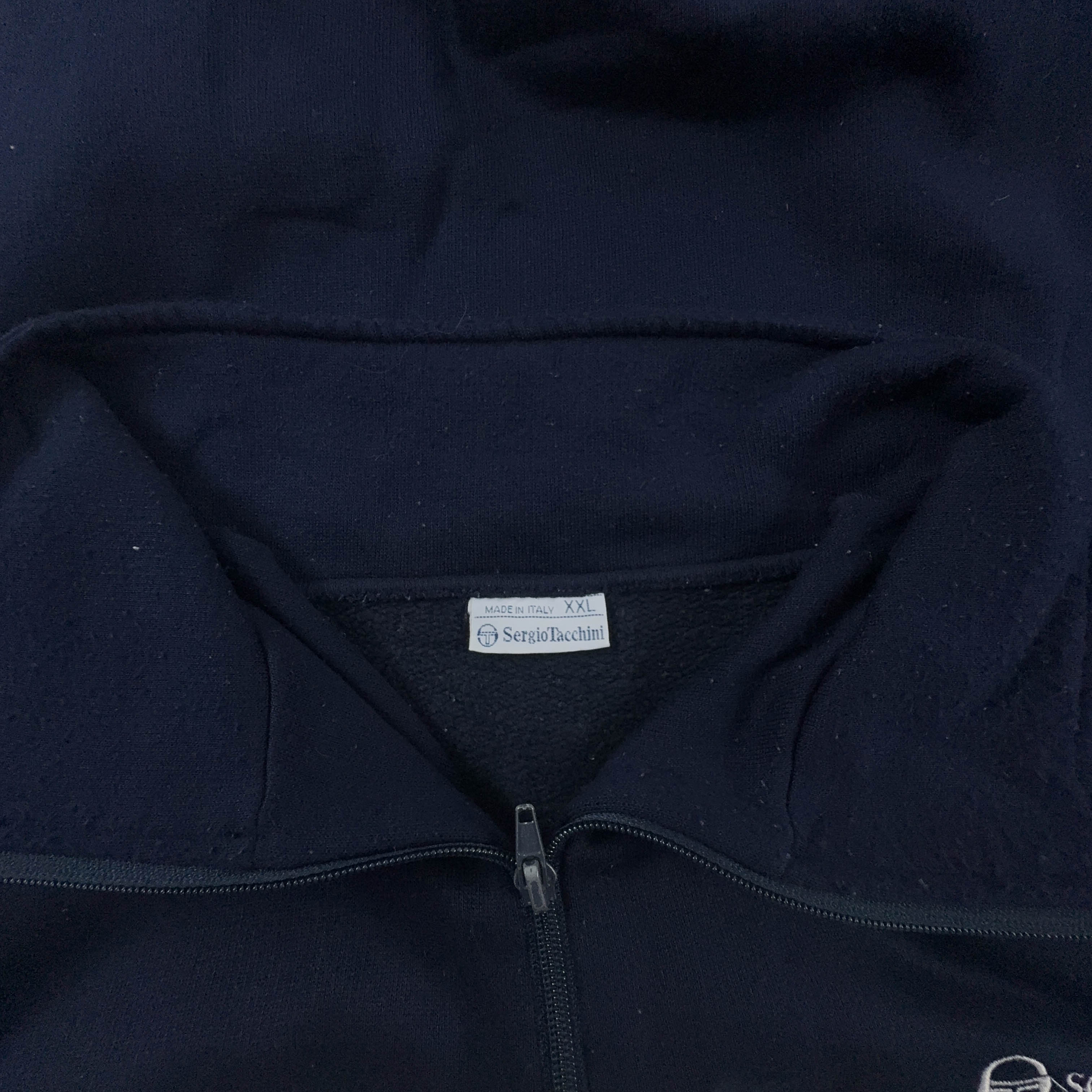 Felpa Sergio Tacchini Vintage blu scura quarter zip 50% cotone anni 2000 - Taglia XXL uomo