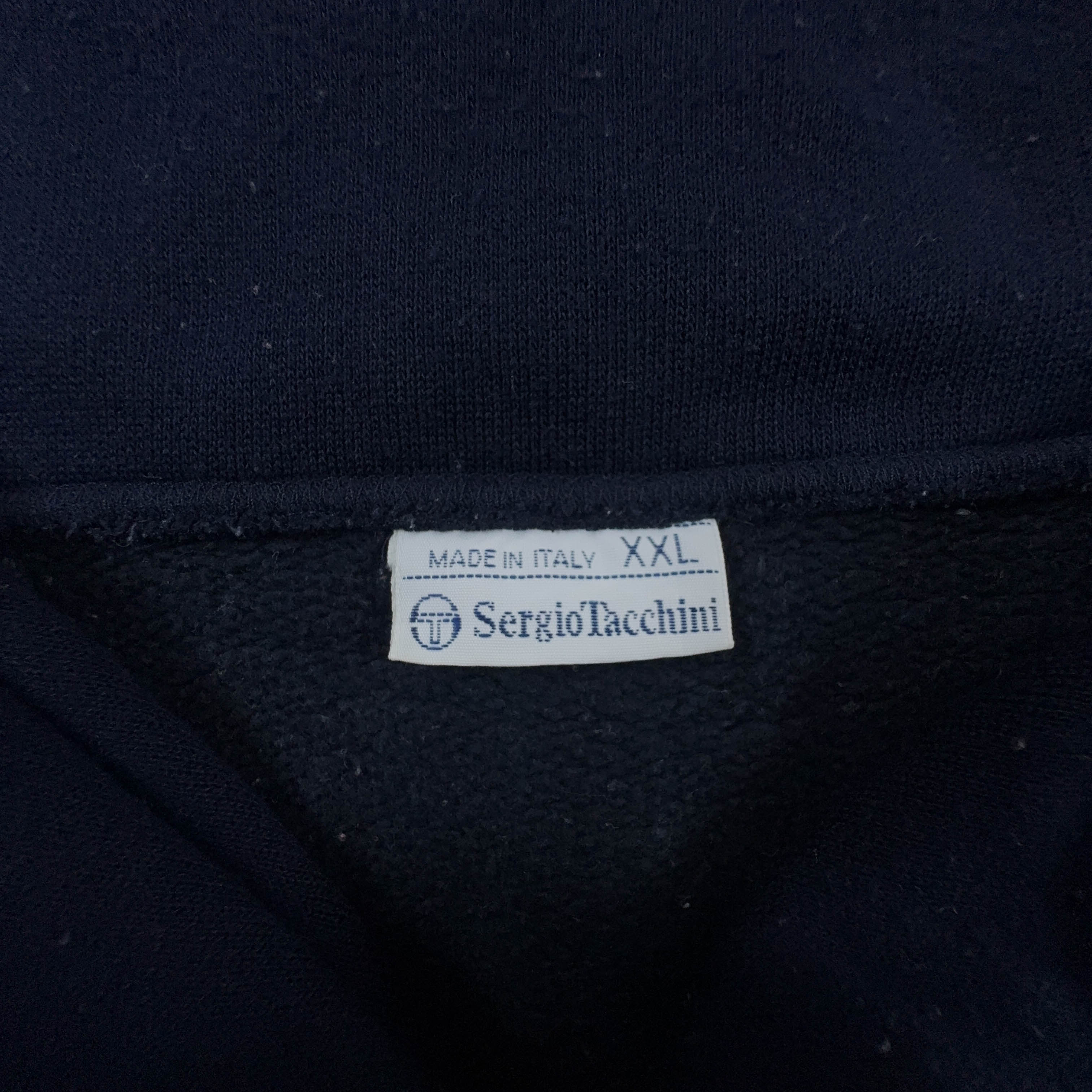 Felpa Sergio Tacchini Vintage blu scura quarter zip 50% cotone anni 2000 - Taglia XXL uomo