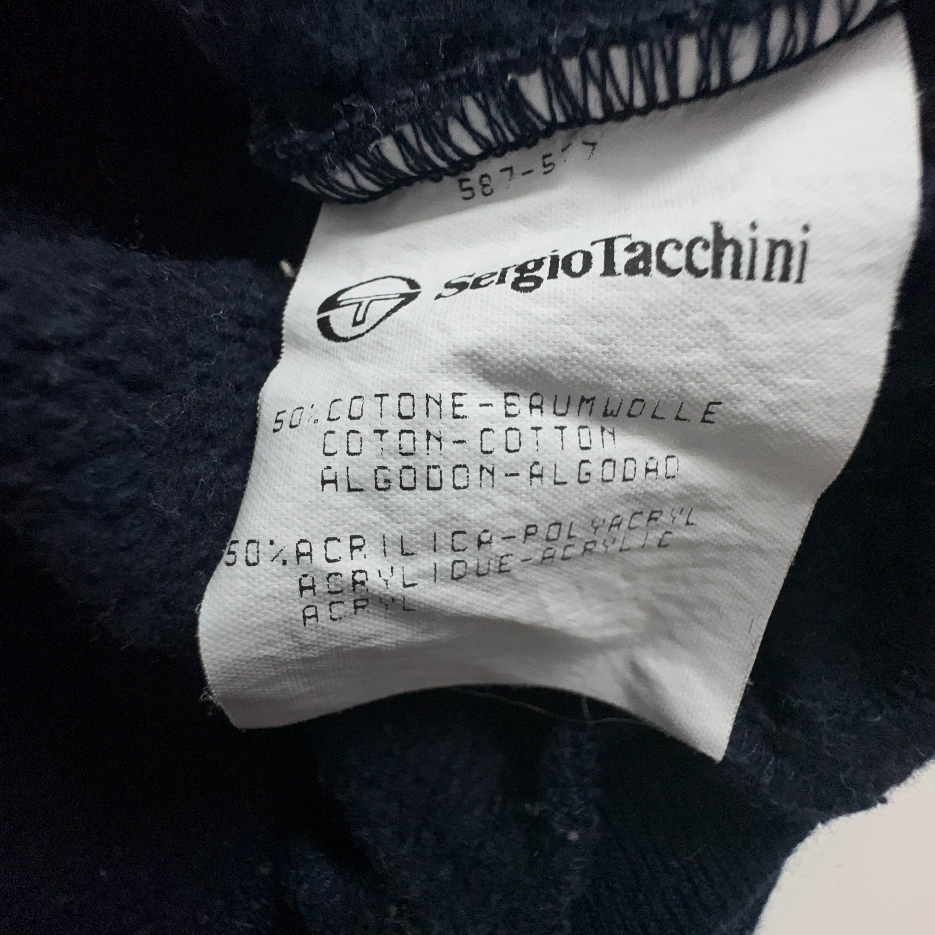 Felpa Sergio Tacchini Vintage blu scura quarter zip 50% cotone anni 2000 - Taglia XXL uomo
