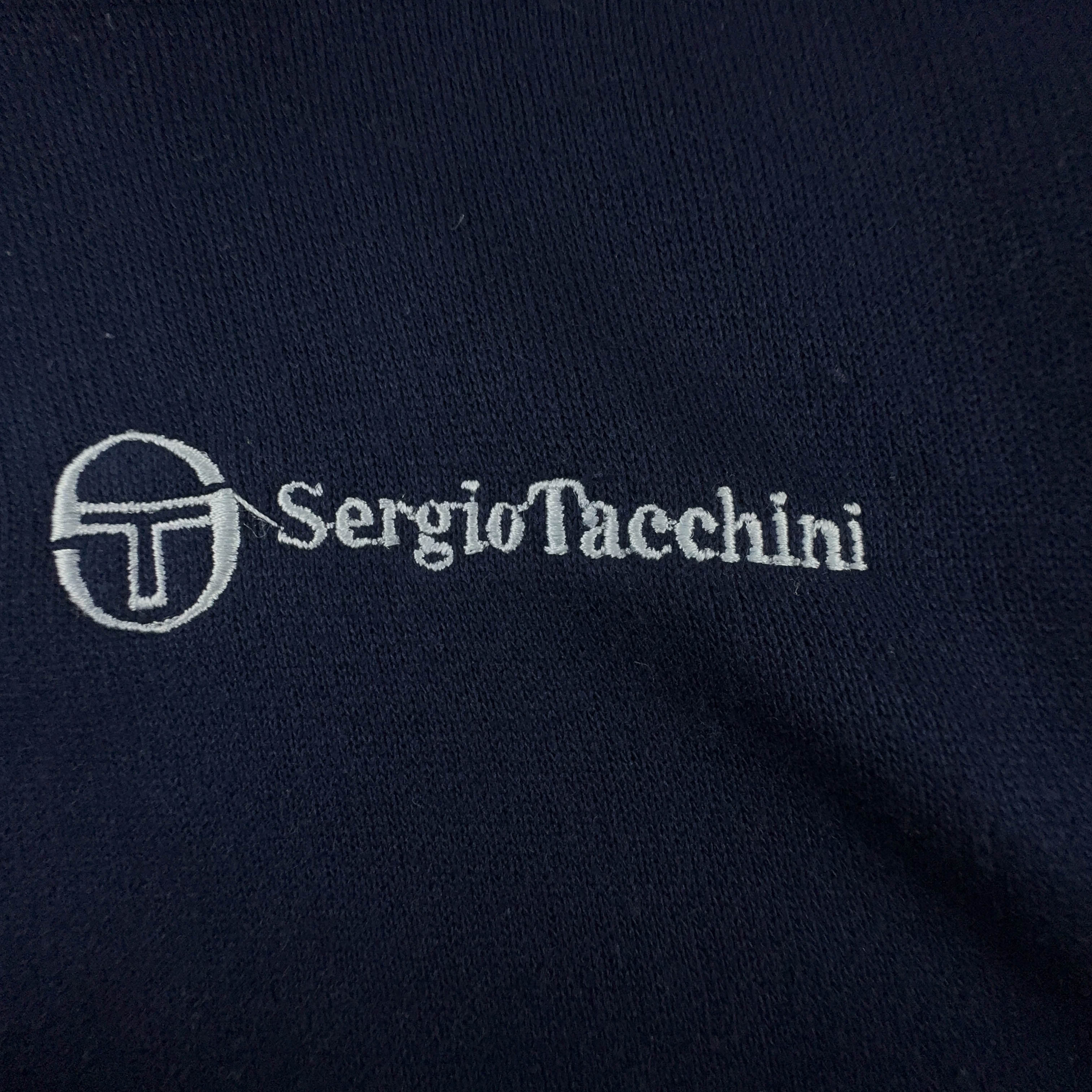 Felpa Sergio Tacchini Vintage blu scura quarter zip 50% cotone anni 2000 - Taglia XXL uomo