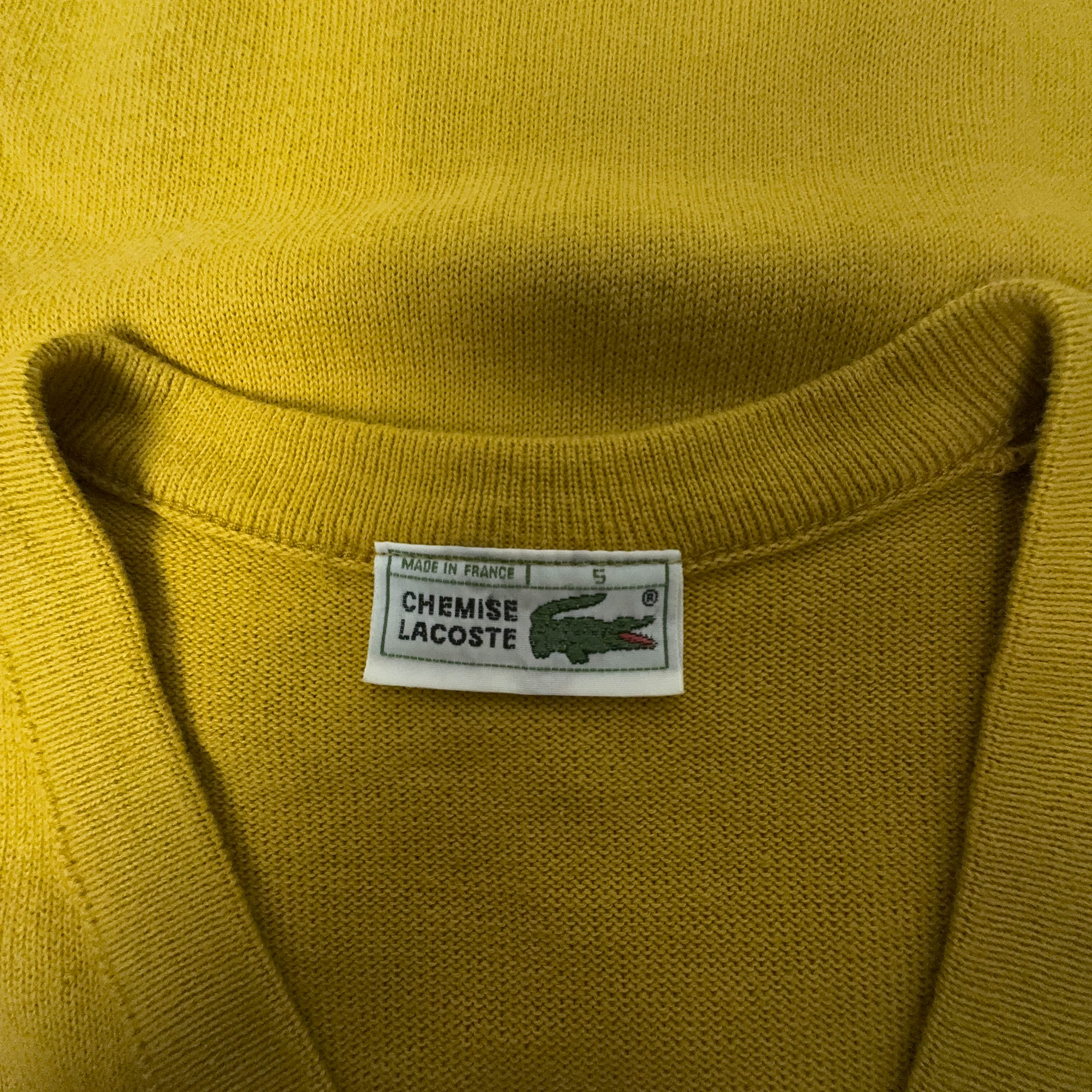 Gilet Lacoste Vintage giallo scollo a V in cotone - Taglia 5 L uomo
