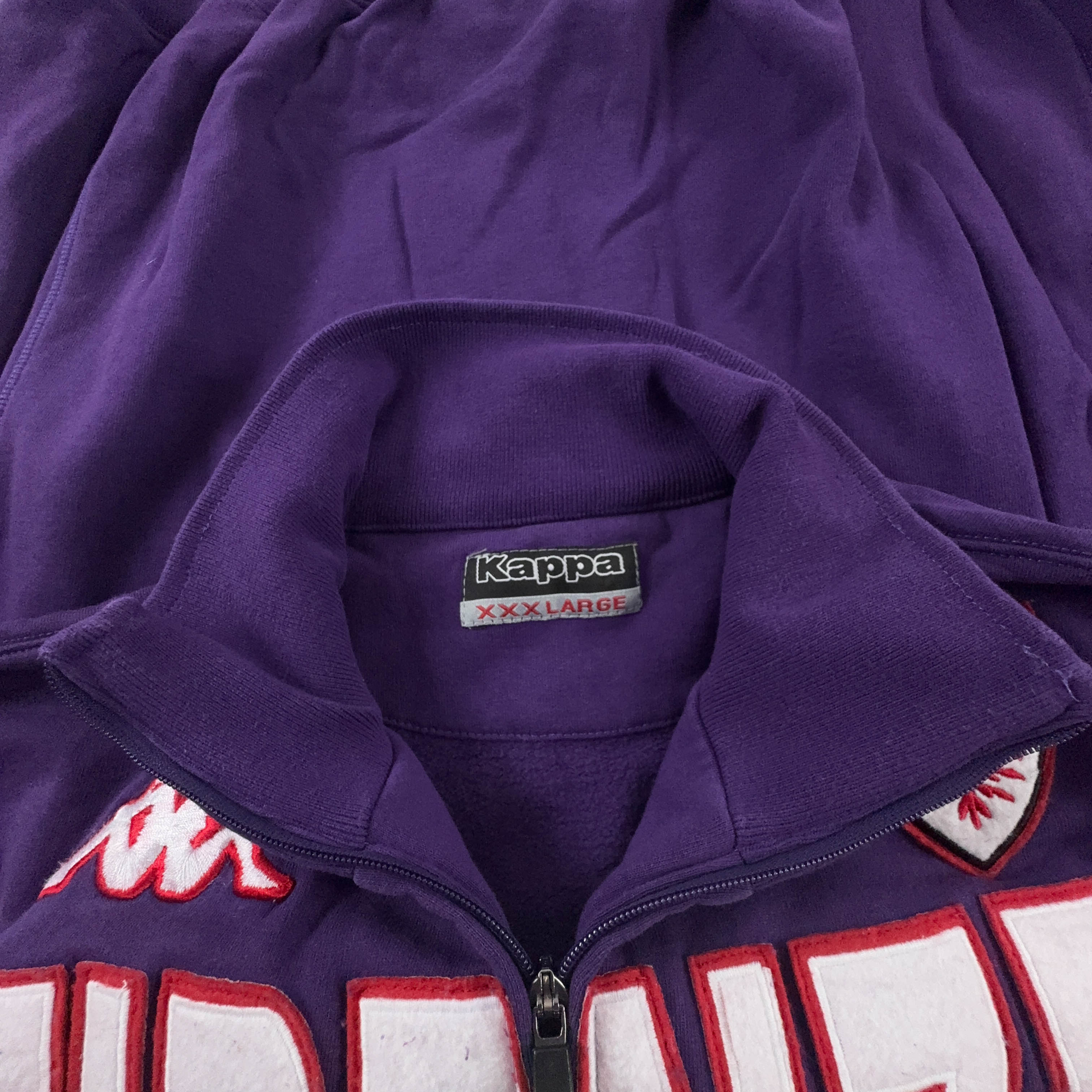 Felpa Kappa Firenze Vintage viola in cotone con ricami e zip - Taglia XXL uomo