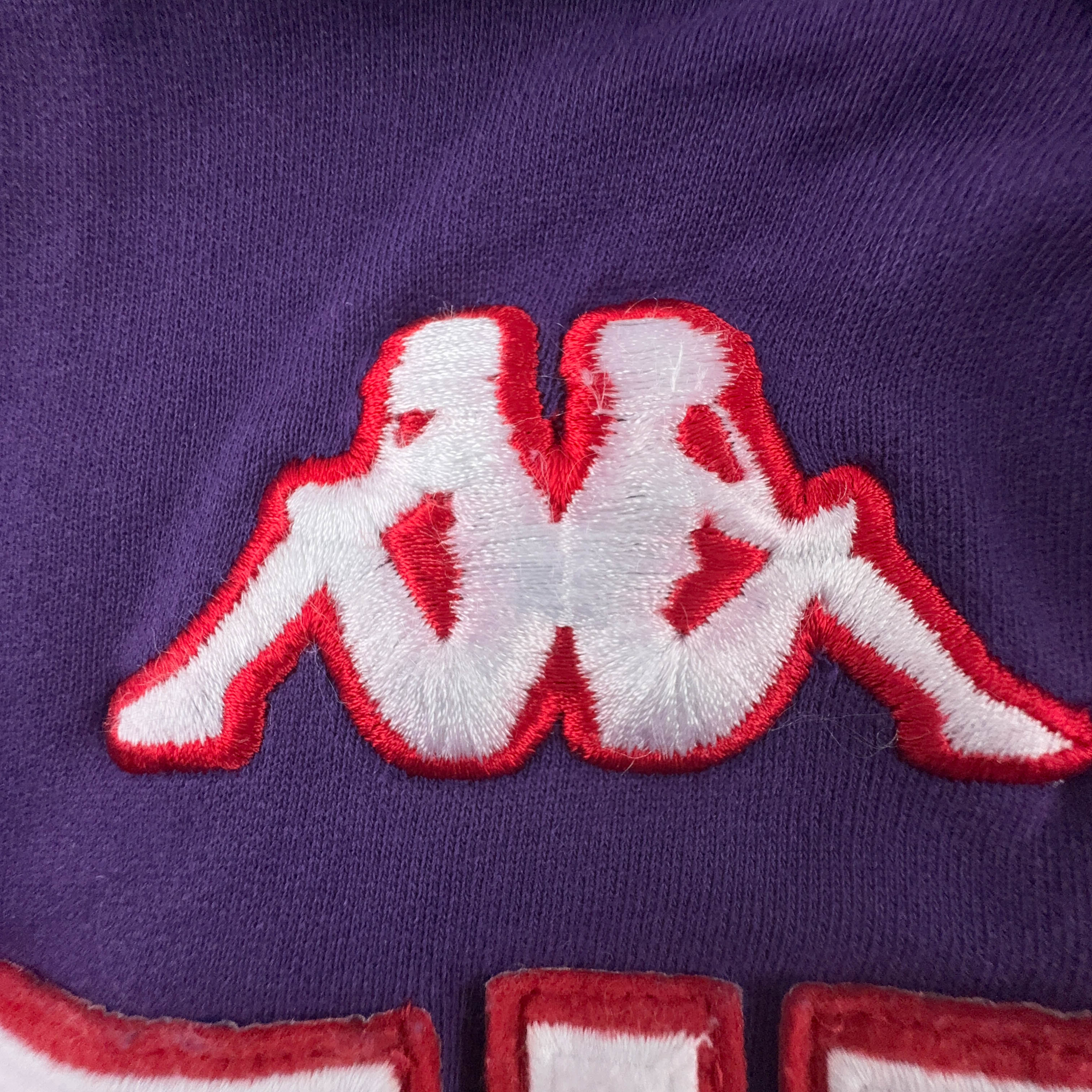 Felpa Kappa Firenze Vintage viola in cotone con ricami e zip - Taglia XXL uomo