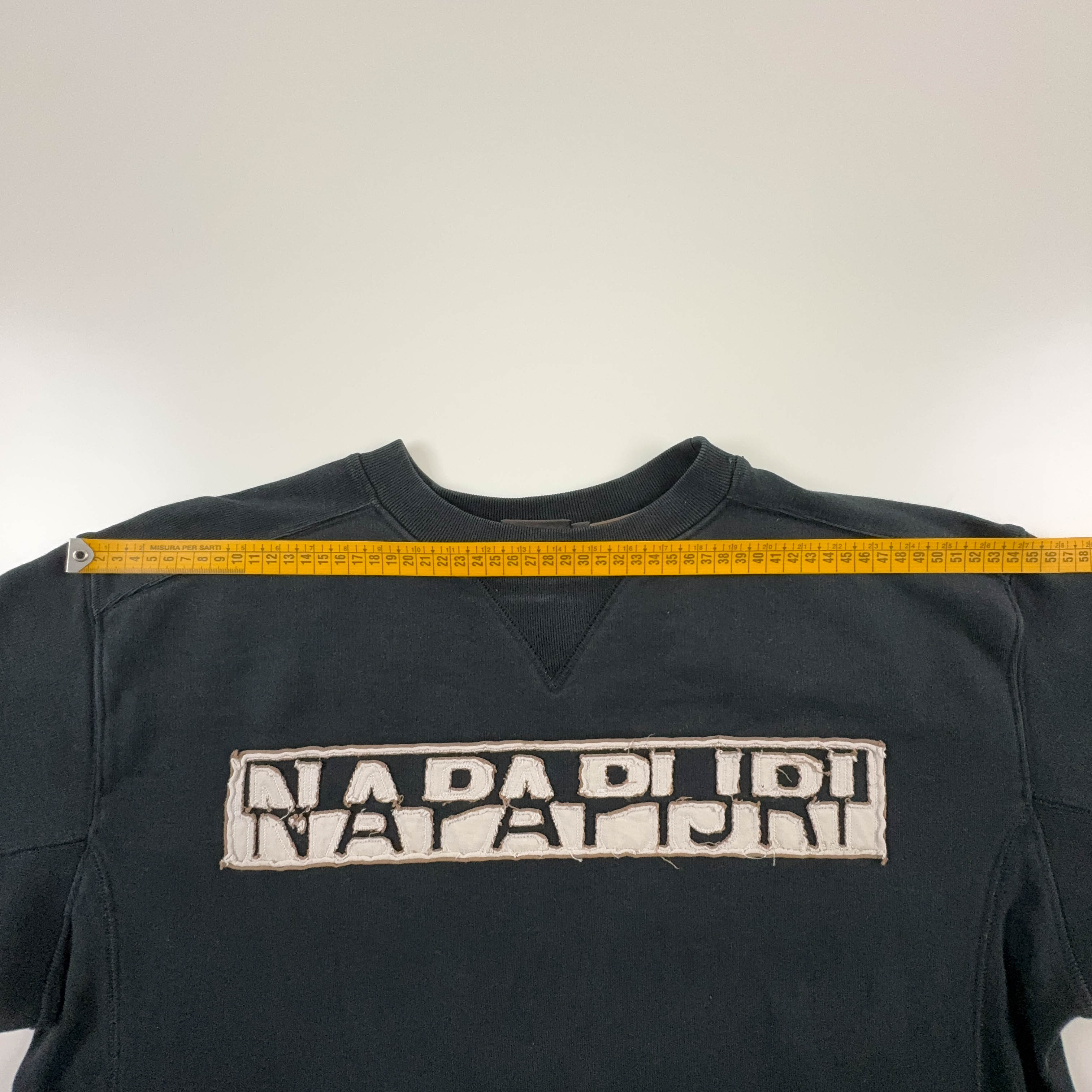 Felpa Napapijri nera a girocollo in cotone con logo ricamato - Taglia L/XL uomo