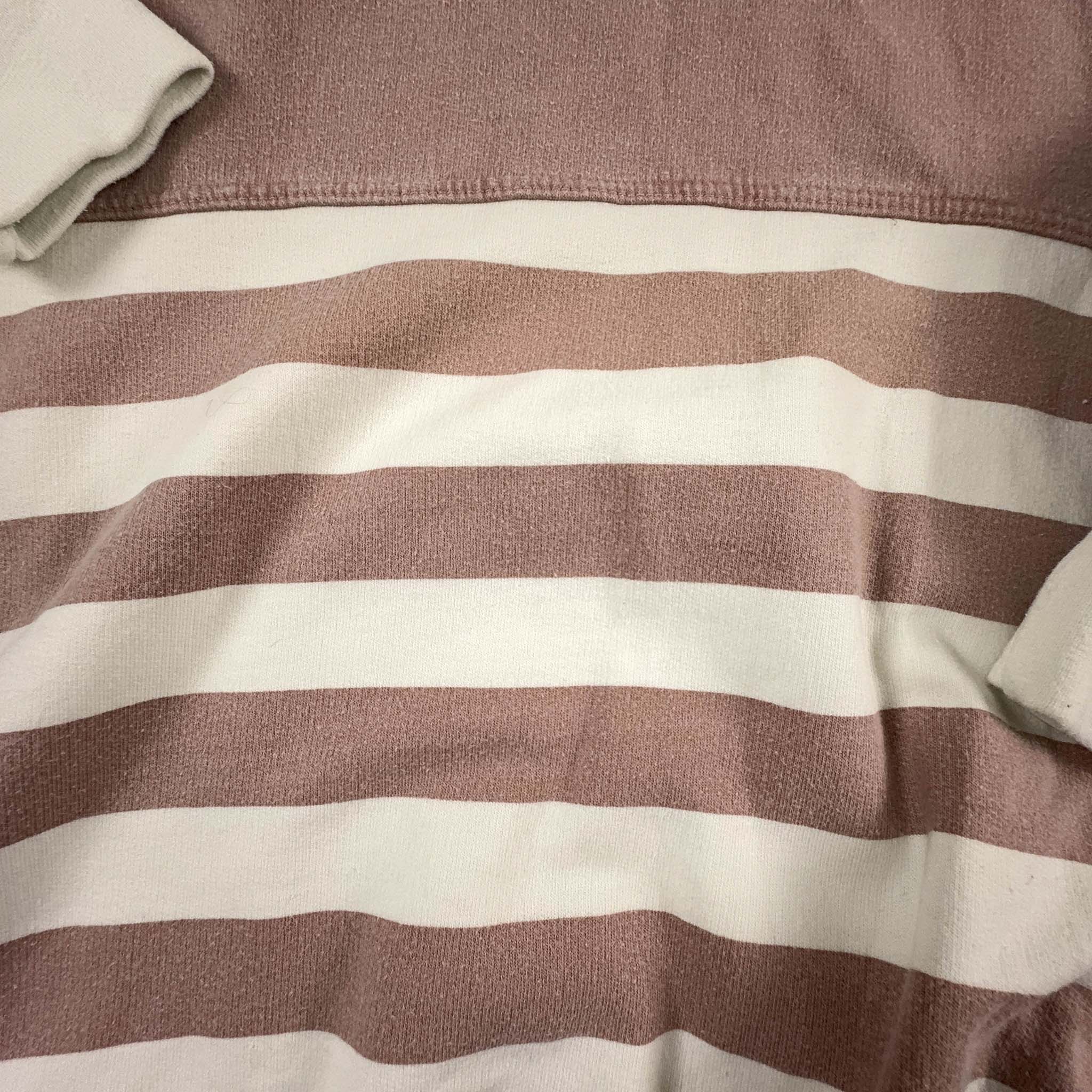 Felpa Vintage Tom Tailor rosa e bianca a girocollo con zip anni 80 - Taglia L/XL uomo