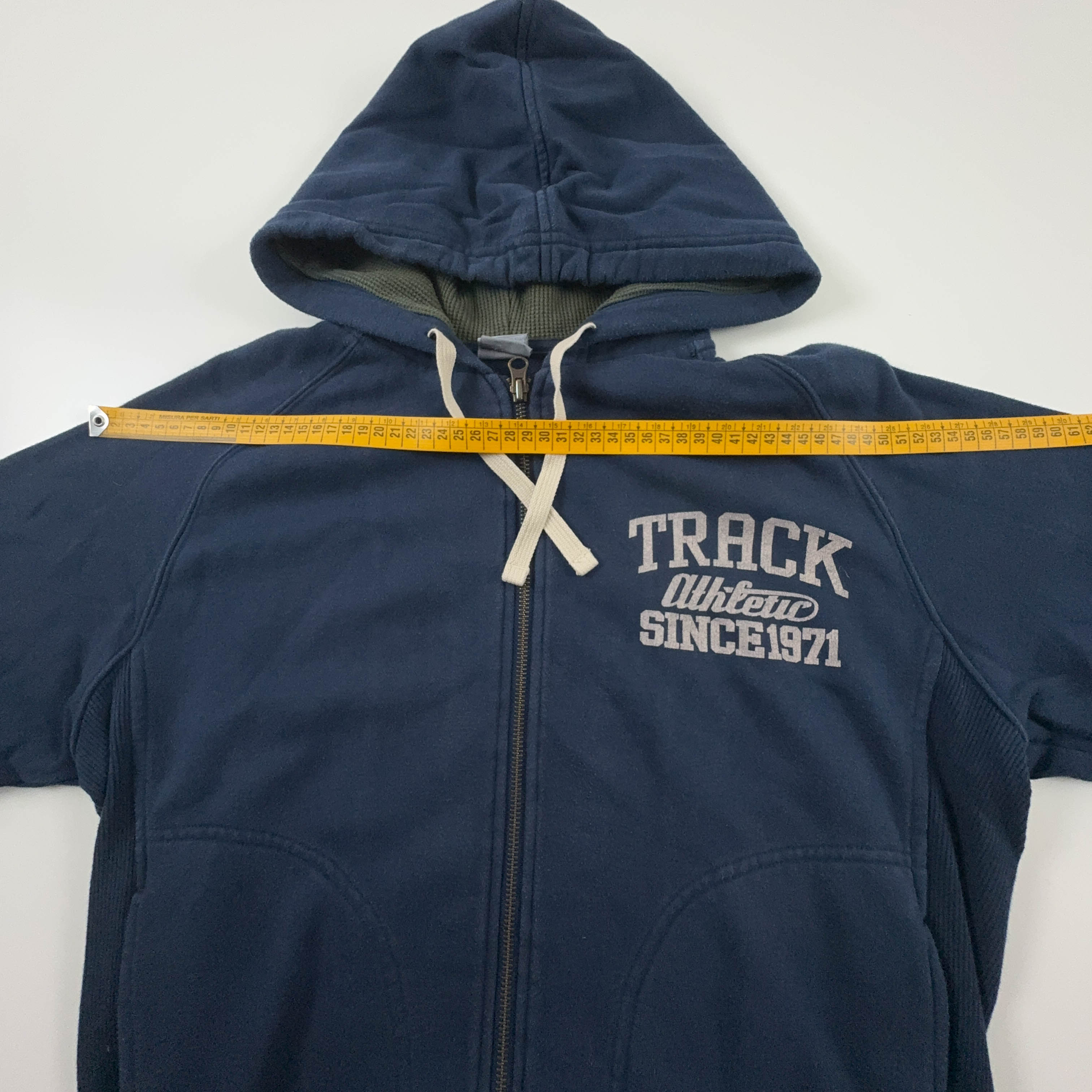 Felpa Nike Vintage blu con cappuccio e zip 80% cotone anni 2000 - Taglia S uomo