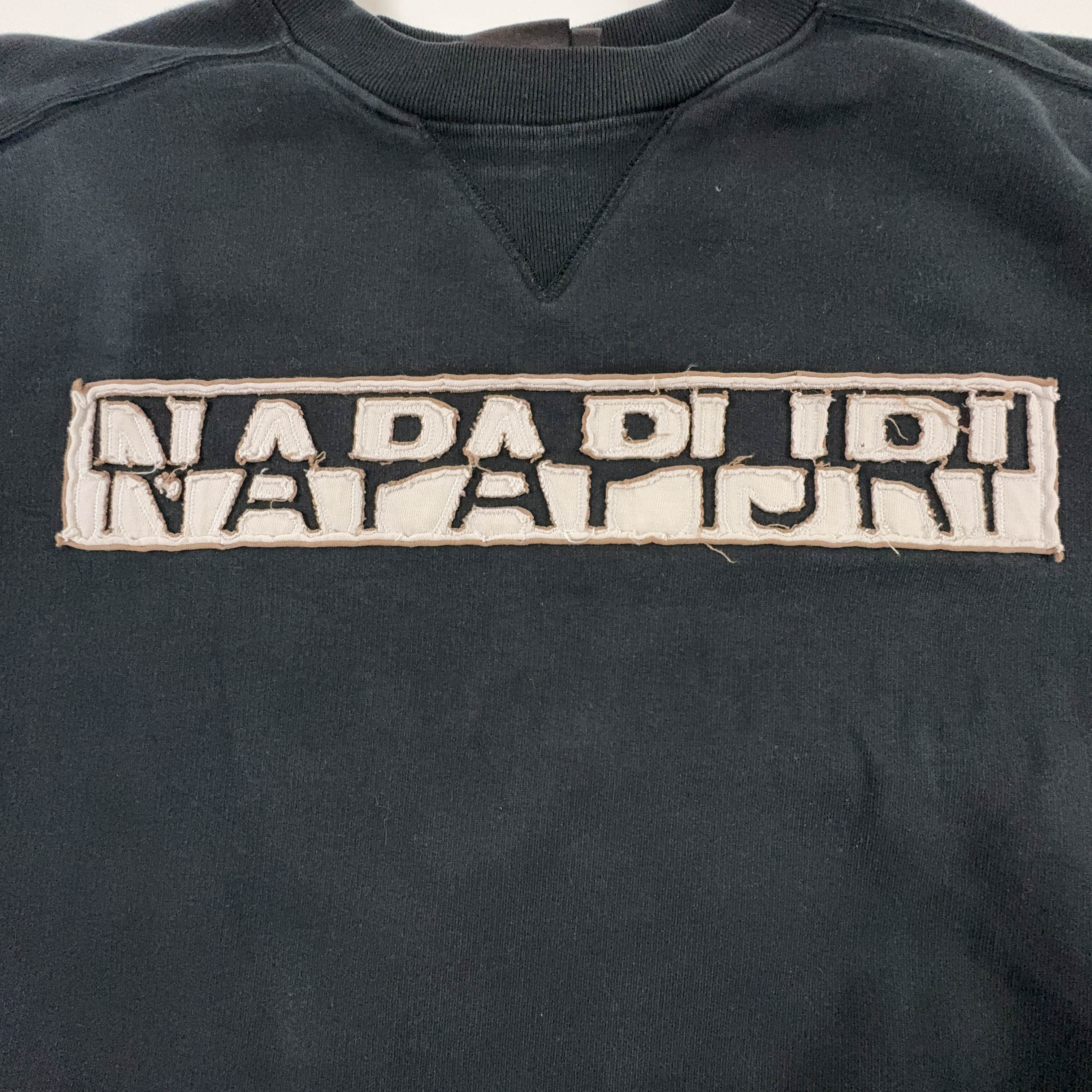 Felpa Napapijri nera a girocollo in cotone con logo ricamato - Taglia L/XL uomo