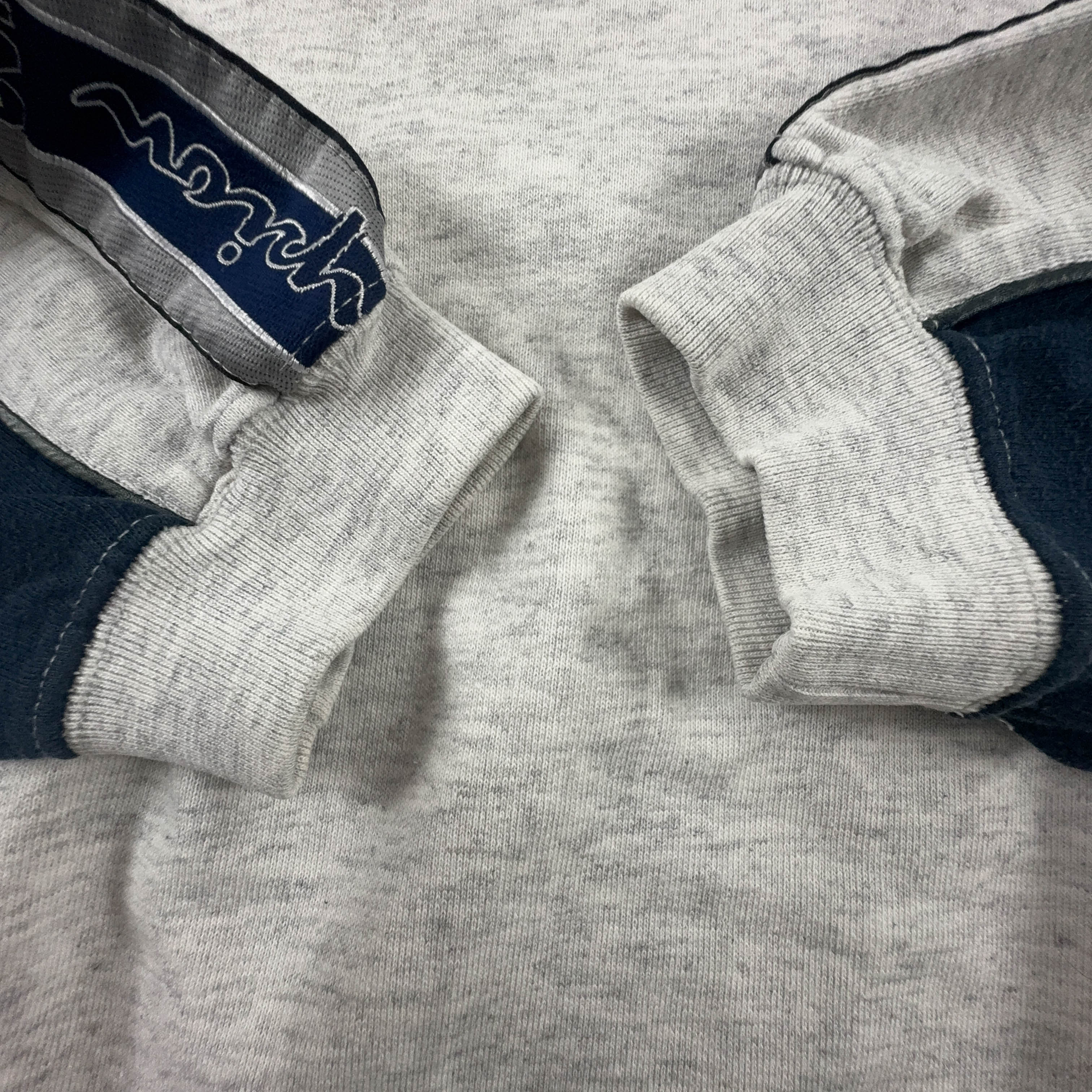 Felpa Champion Vintage grigia e blu quarter zip 60% cotone anni 2000 - Taglia L/XL uomo