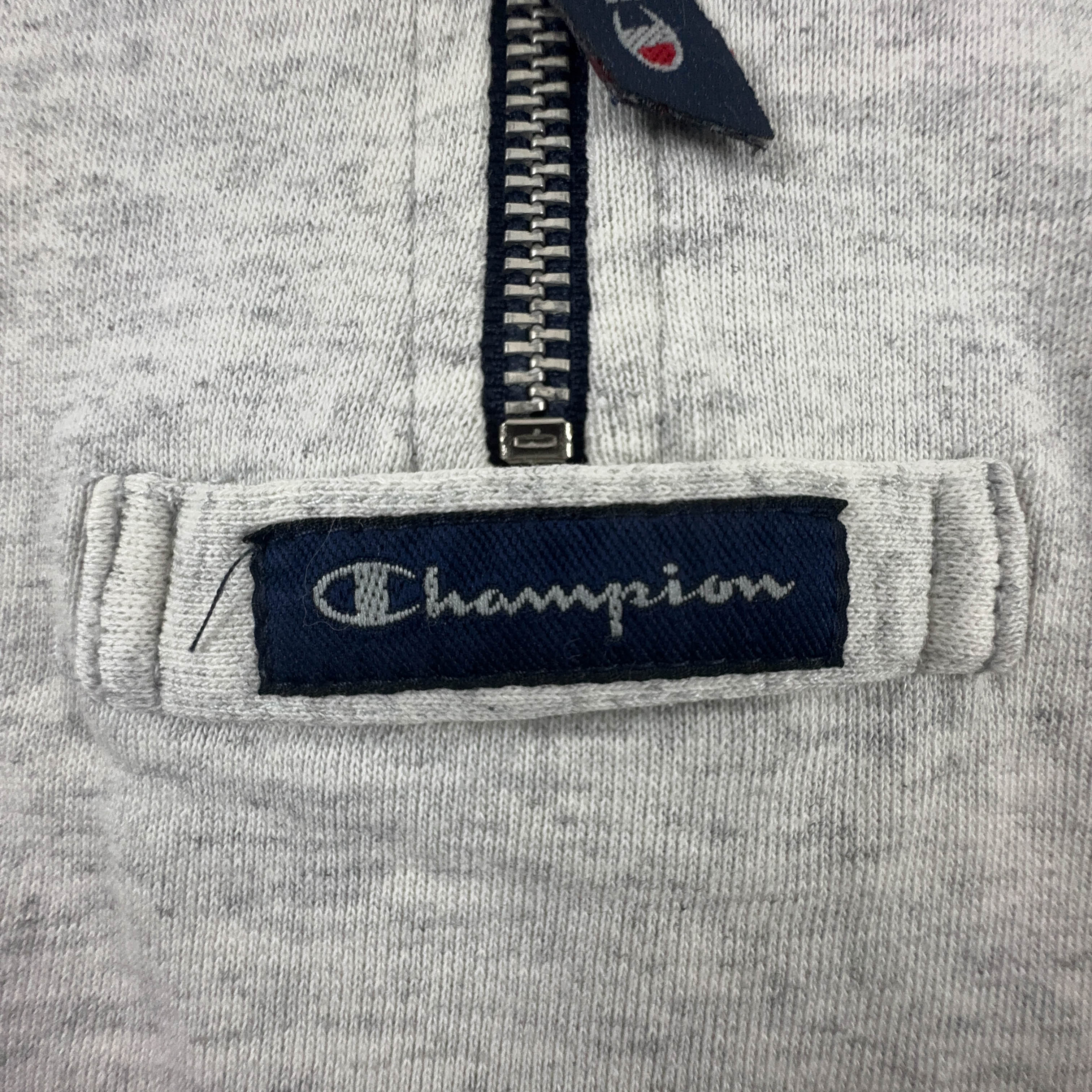 Felpa Champion Vintage grigia e blu quarter zip 60% cotone anni 2000 - Taglia L/XL uomo