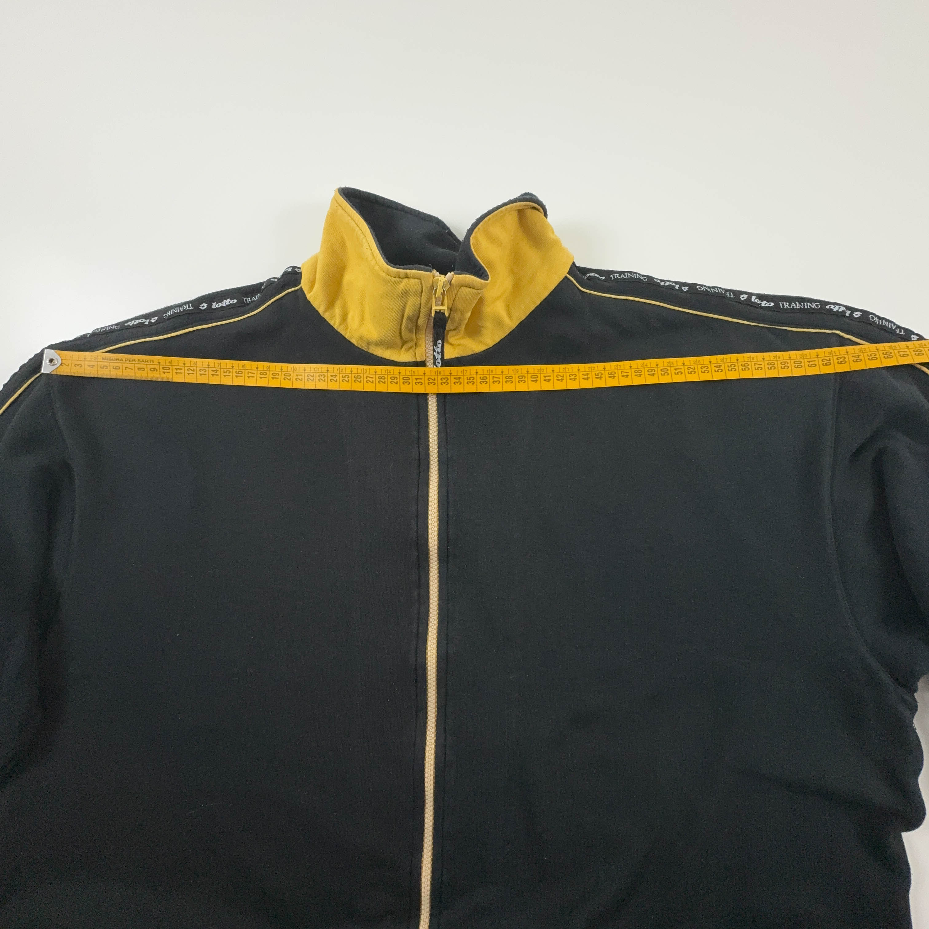 Felpa Lotto Vintage nera con zip 60% cotone anni 90 - Taglia 54 uomo