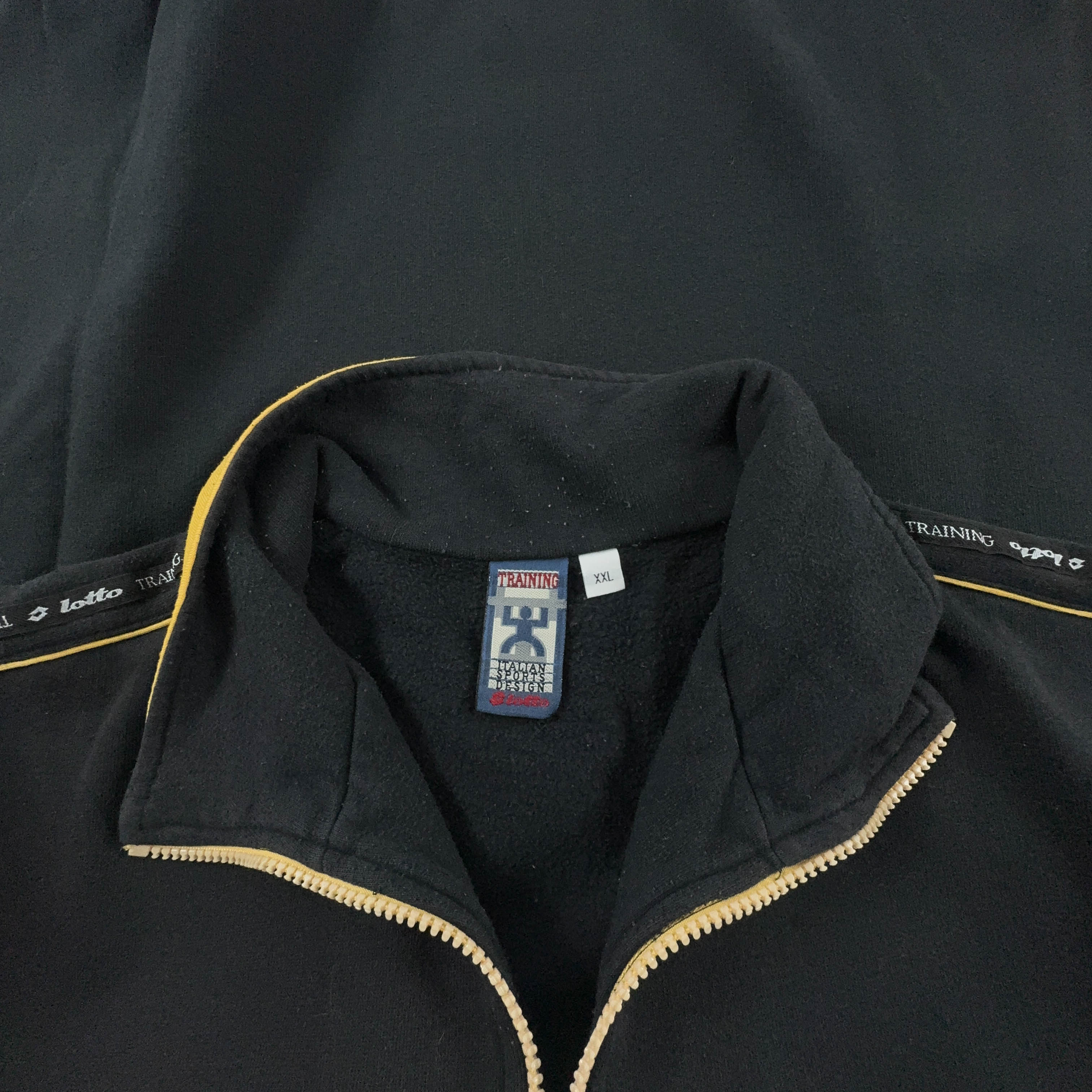 Felpa Lotto Vintage nera con zip 60% cotone anni 90 - Taglia 54 uomo