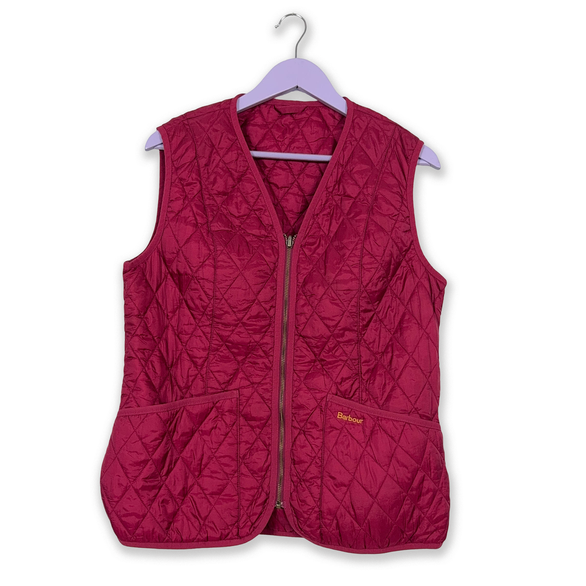 Giacca Barbour smanicata trapuntata rosa con zip - Taglia EU 42 uomo