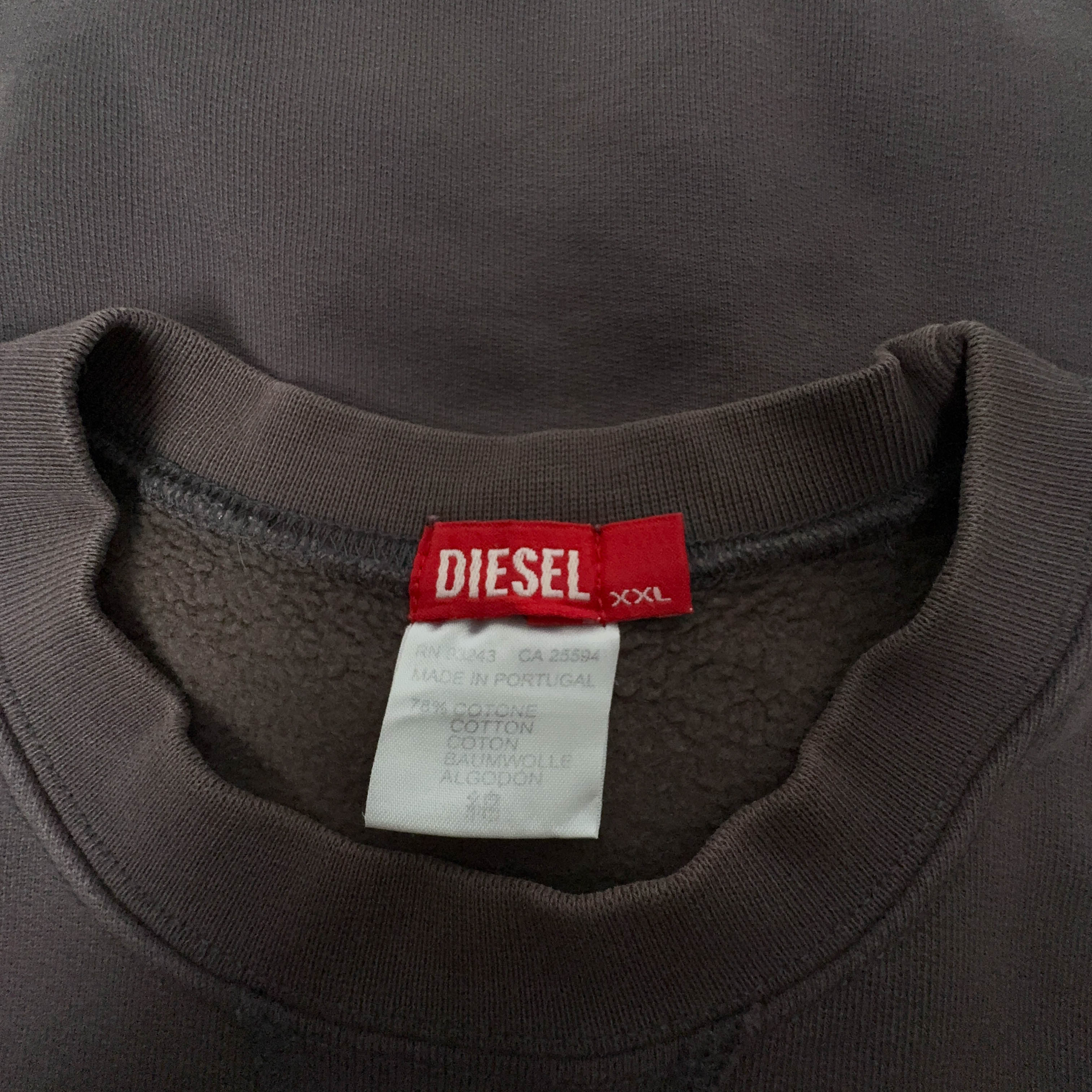 Felpa Diesel Vintage grigia a girocollo con stampa e ricamo - Taglia M uomo