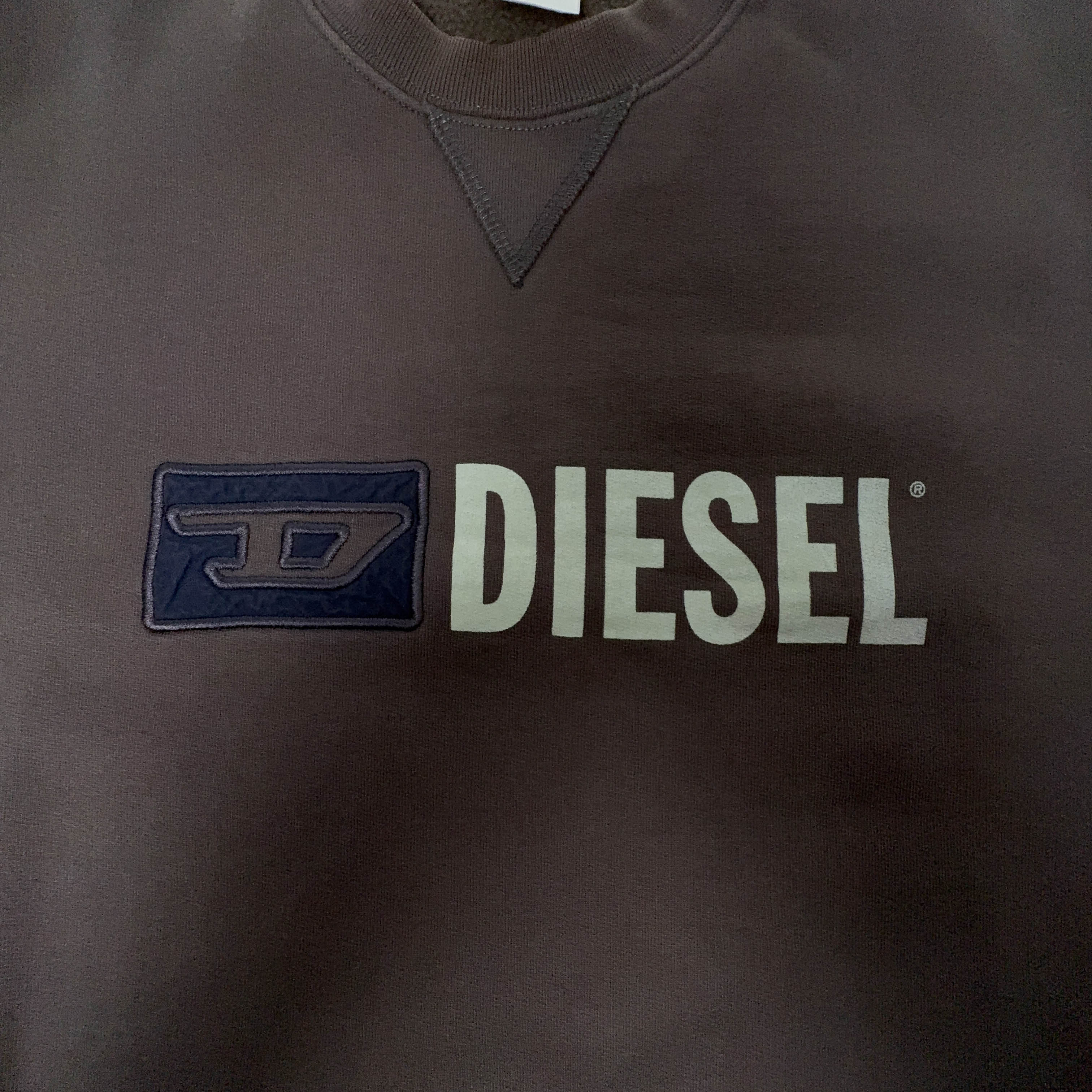 Felpa Diesel Vintage grigia a girocollo con stampa e ricamo - Taglia M uomo
