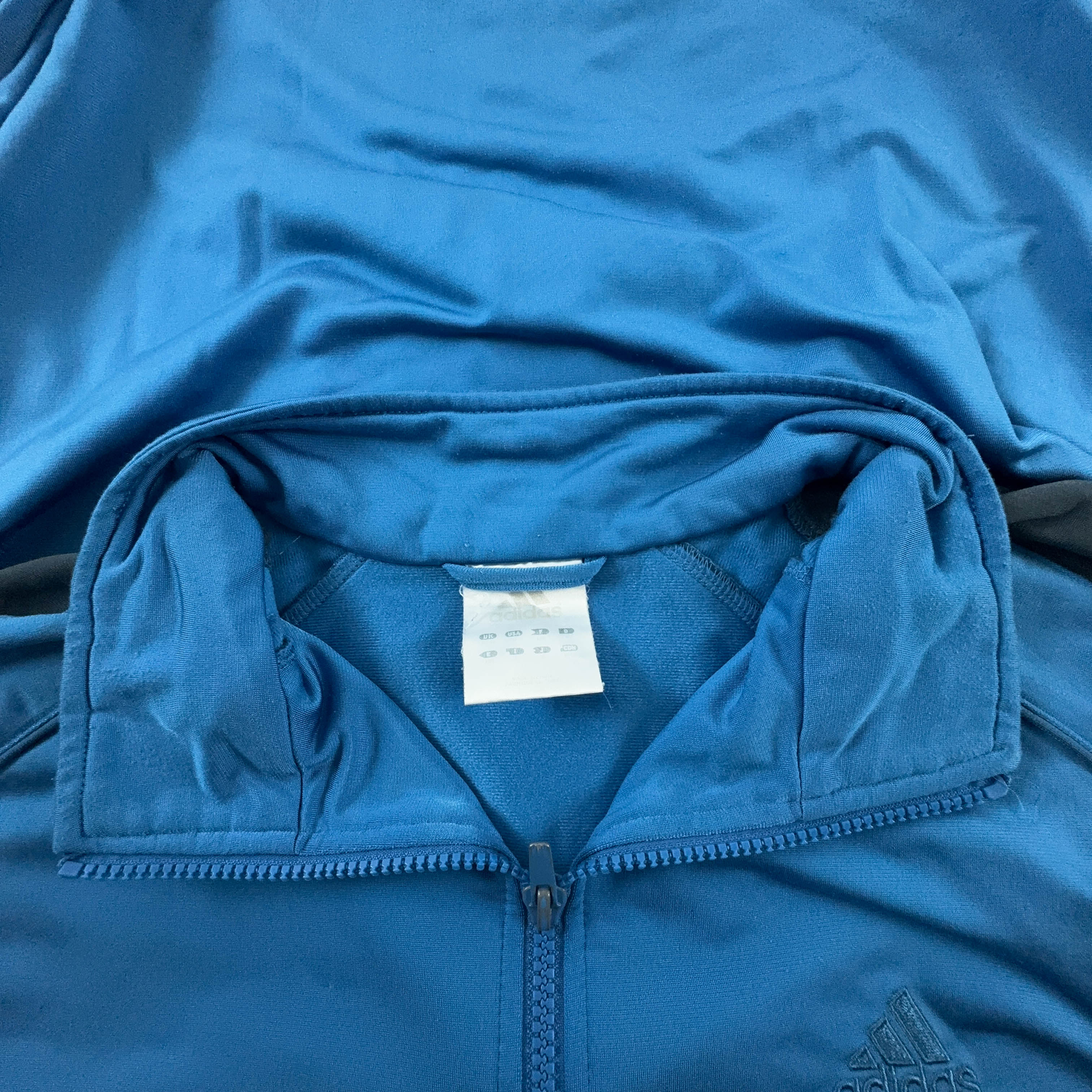 Felpa Adidas Vintage blu e grigia con zip anni 2000 - Taglia D6 180 uomo