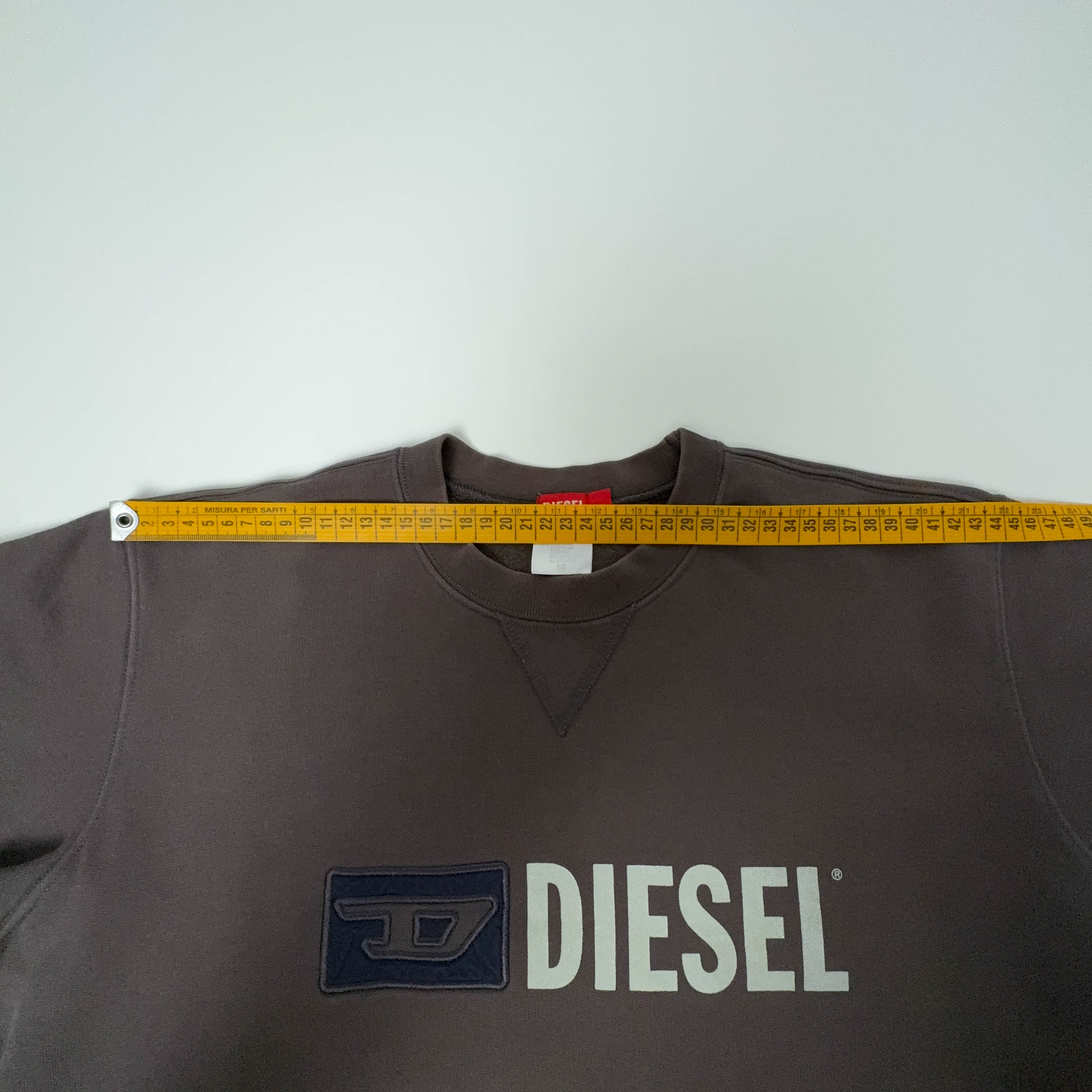 Felpa Diesel Vintage grigia a girocollo con stampa e ricamo - Taglia M uomo