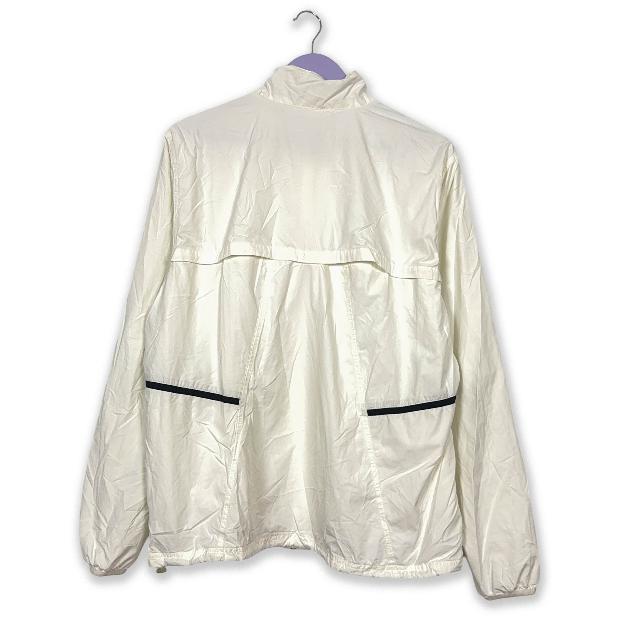 Giacca a vento Nike bianca con zip logo ricamato - Taglia L uomo