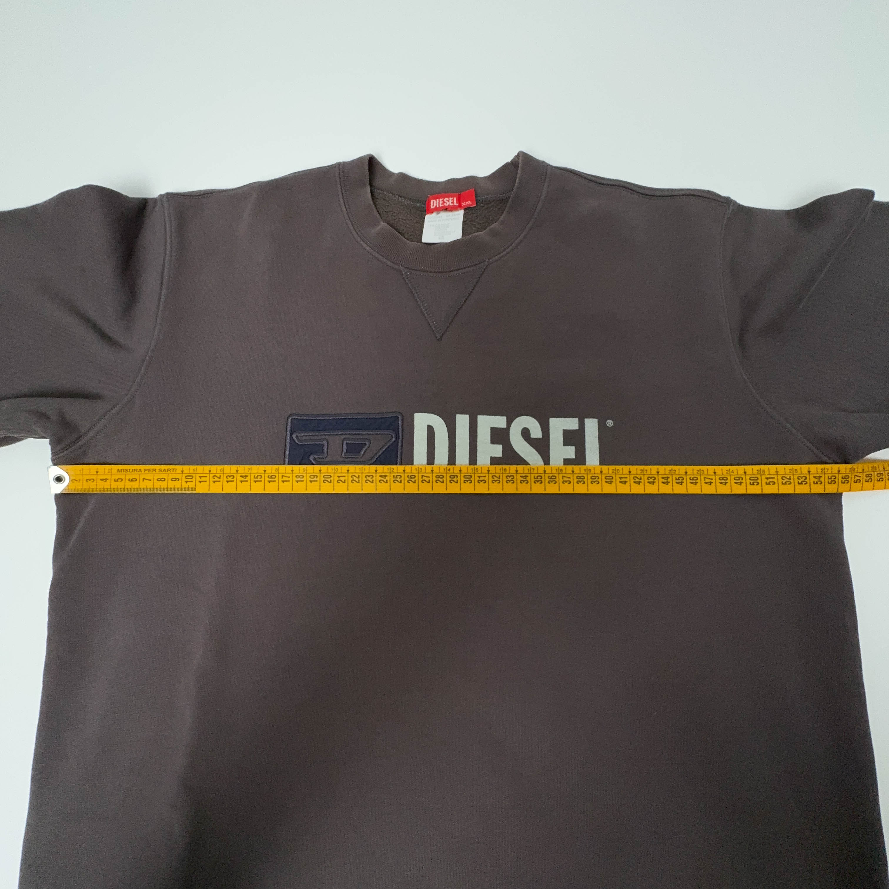 Felpa Diesel Vintage grigia a girocollo con stampa e ricamo - Taglia M uomo