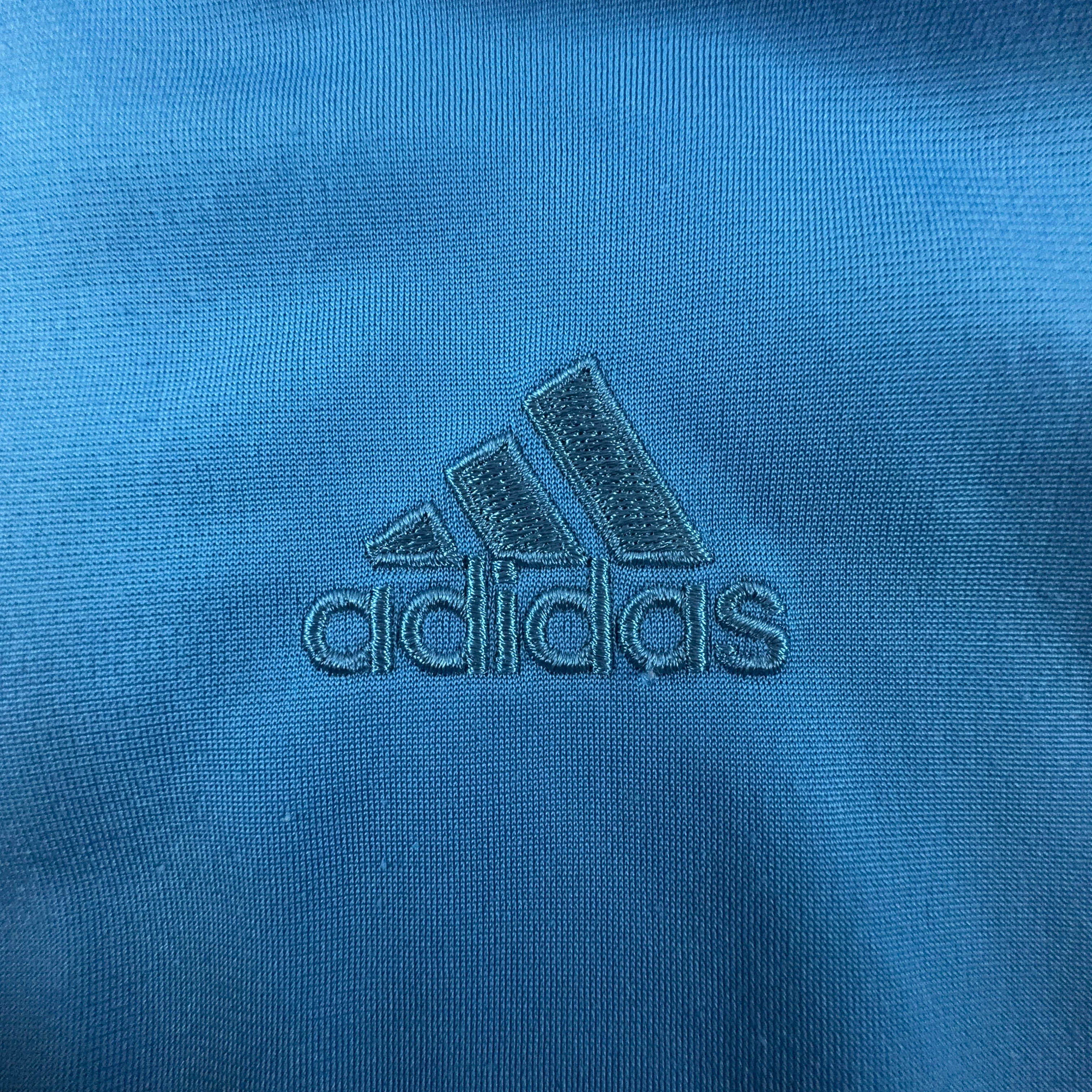 Felpa Adidas Vintage blu e grigia con zip anni 2000 - Taglia D6 180 uomo