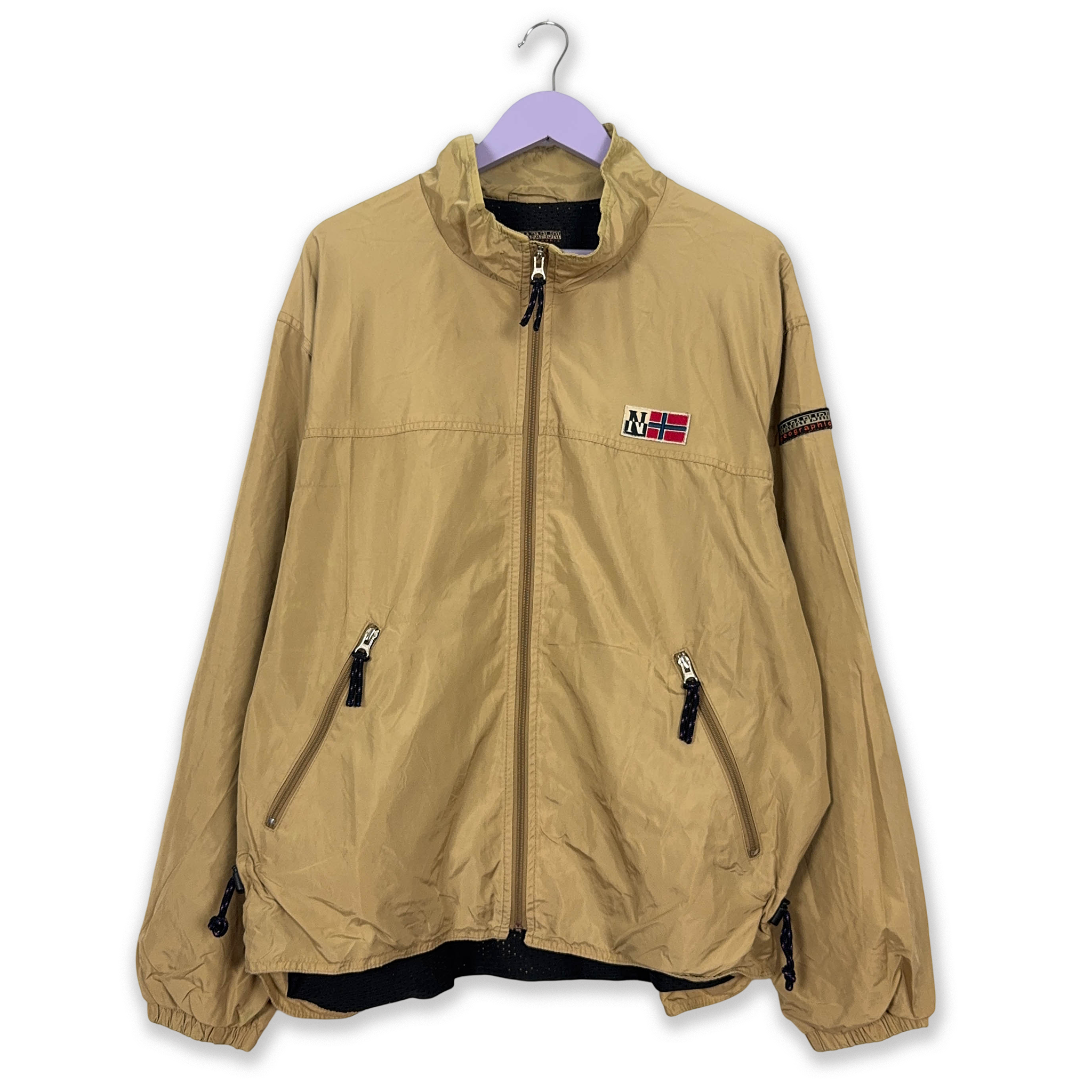 Giacca a vento Napapijri Vintage marrone con zip - Taglia L/XL uomo
