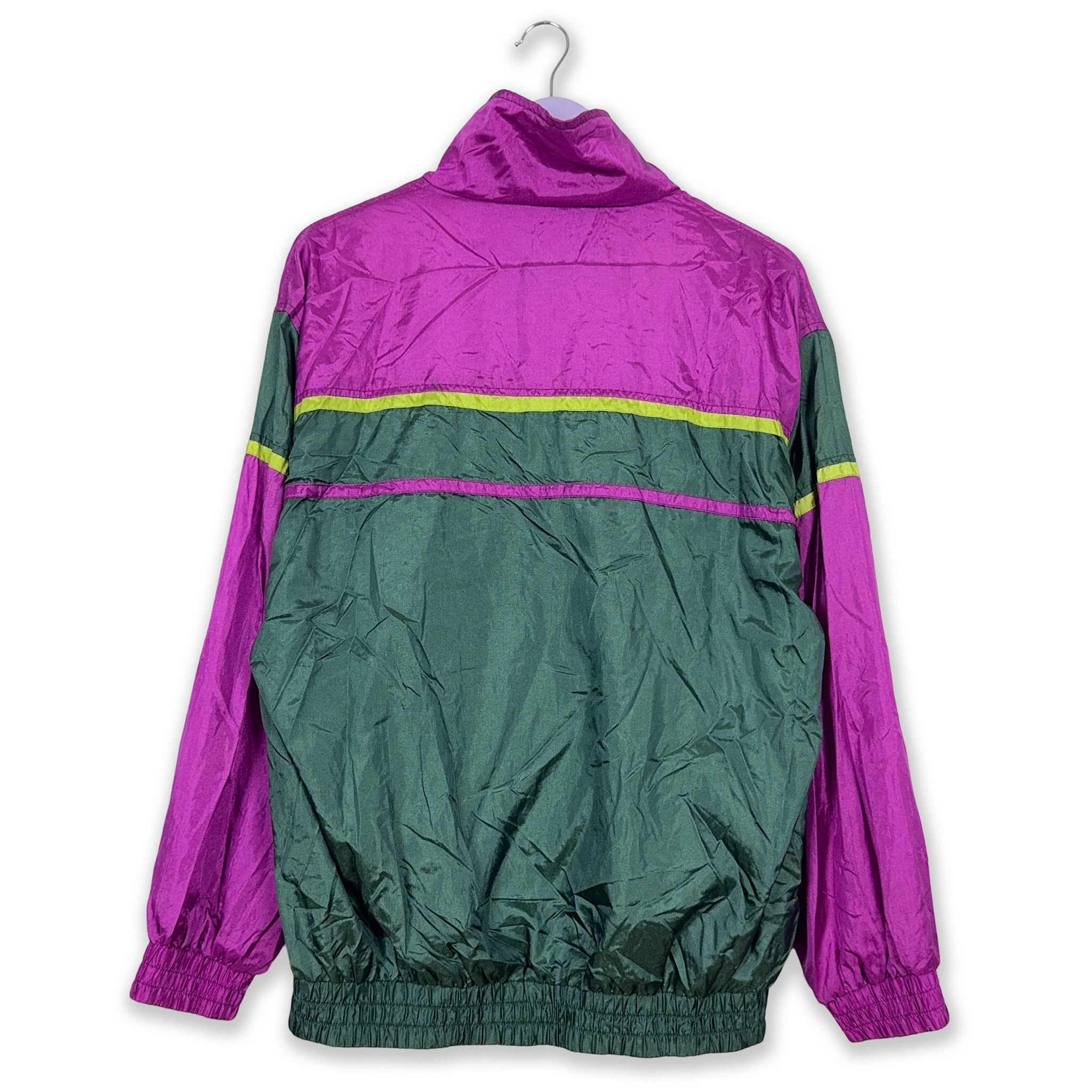 Giacca a vento Vintage verde scuro e viola con zip anni 90 - Taglia M/L uomo
