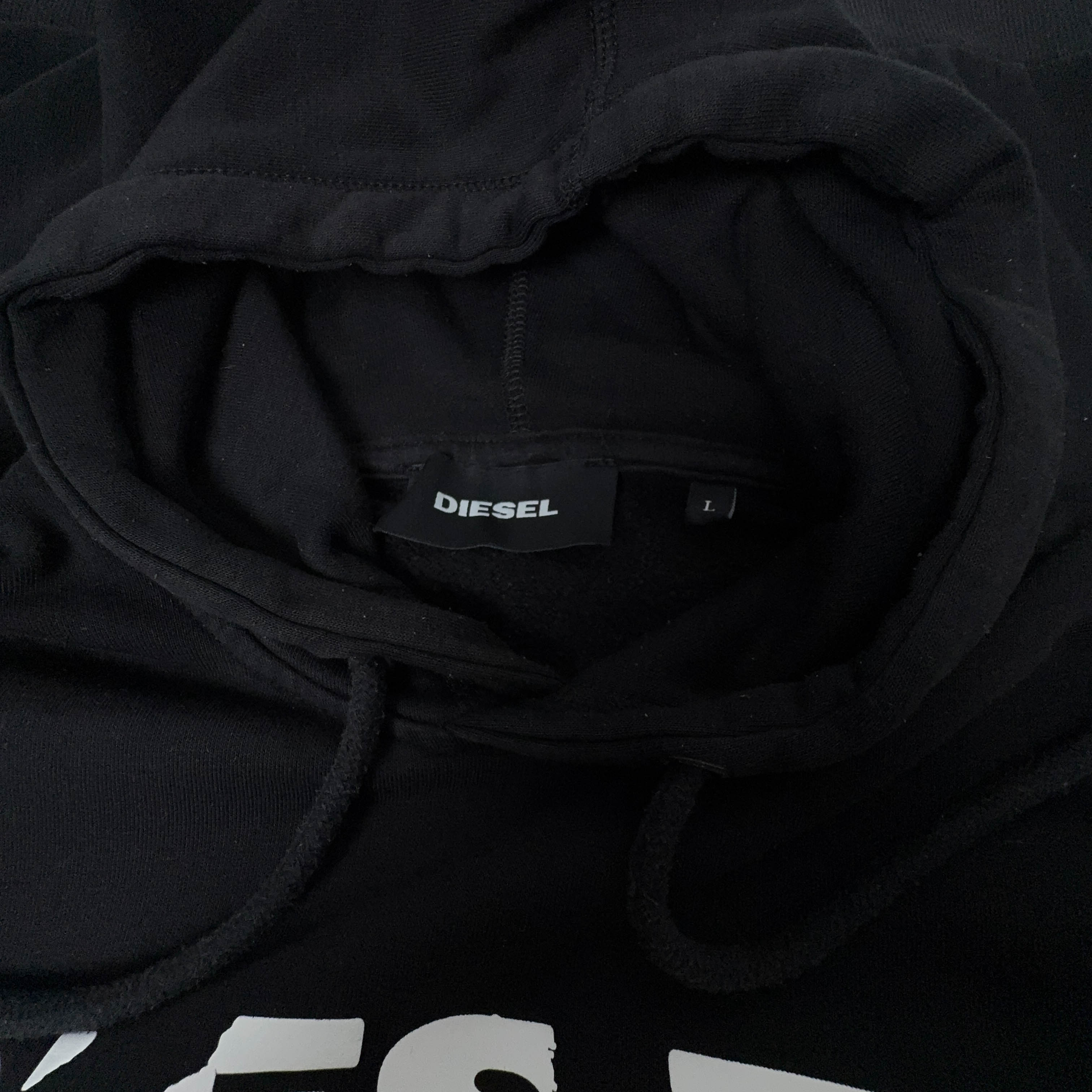 Felpa Diesel nera con cappuccio logo stampato - Taglia L uomo