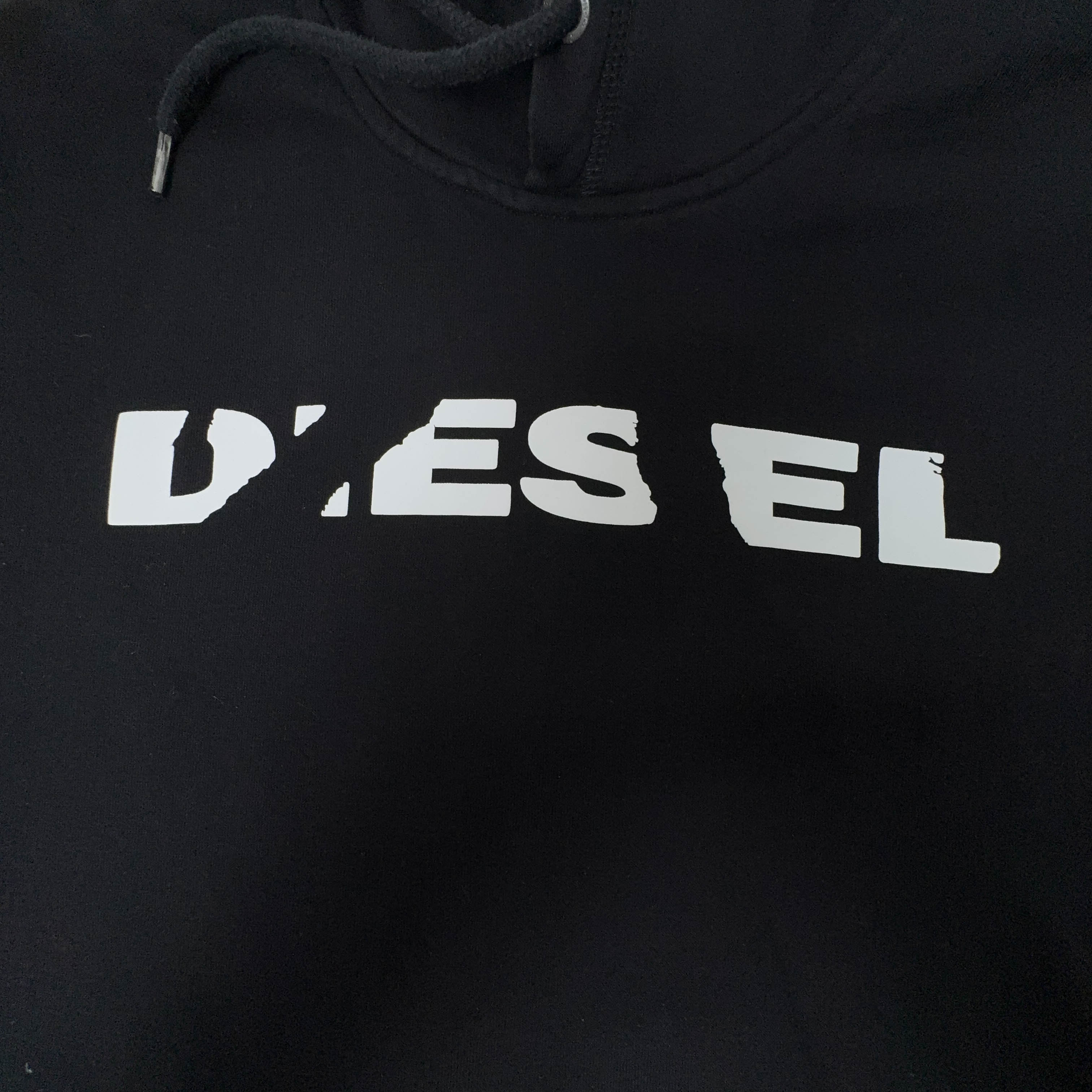Felpa Diesel nera con cappuccio logo stampato - Taglia L uomo