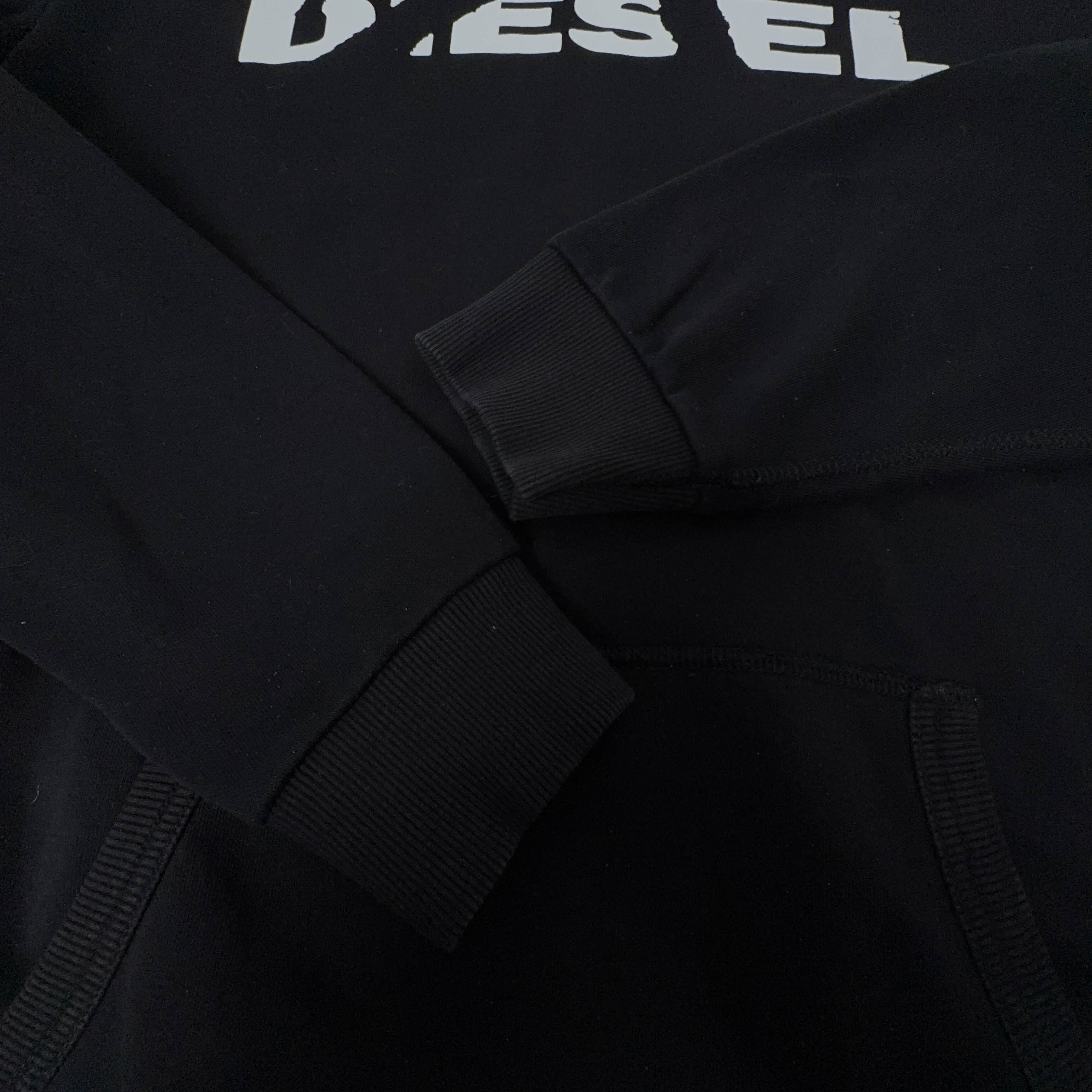 Felpa Diesel nera con cappuccio logo stampato - Taglia L uomo