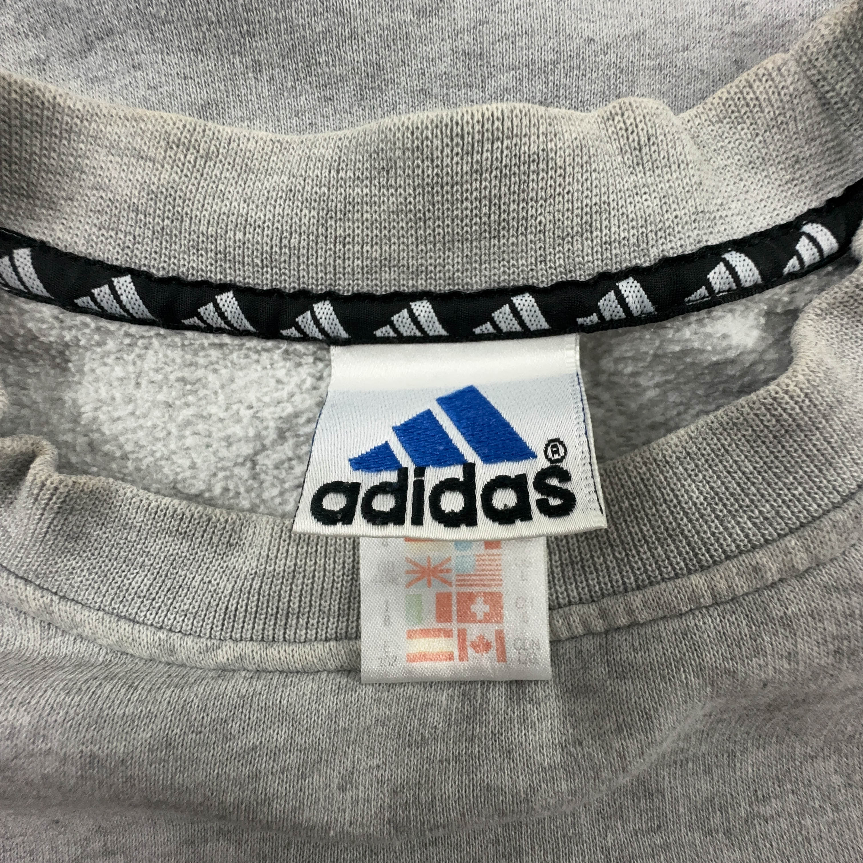 Felpa Adidas Vintage grigia a girocollo anni 90 - Taglia L/XL uomo