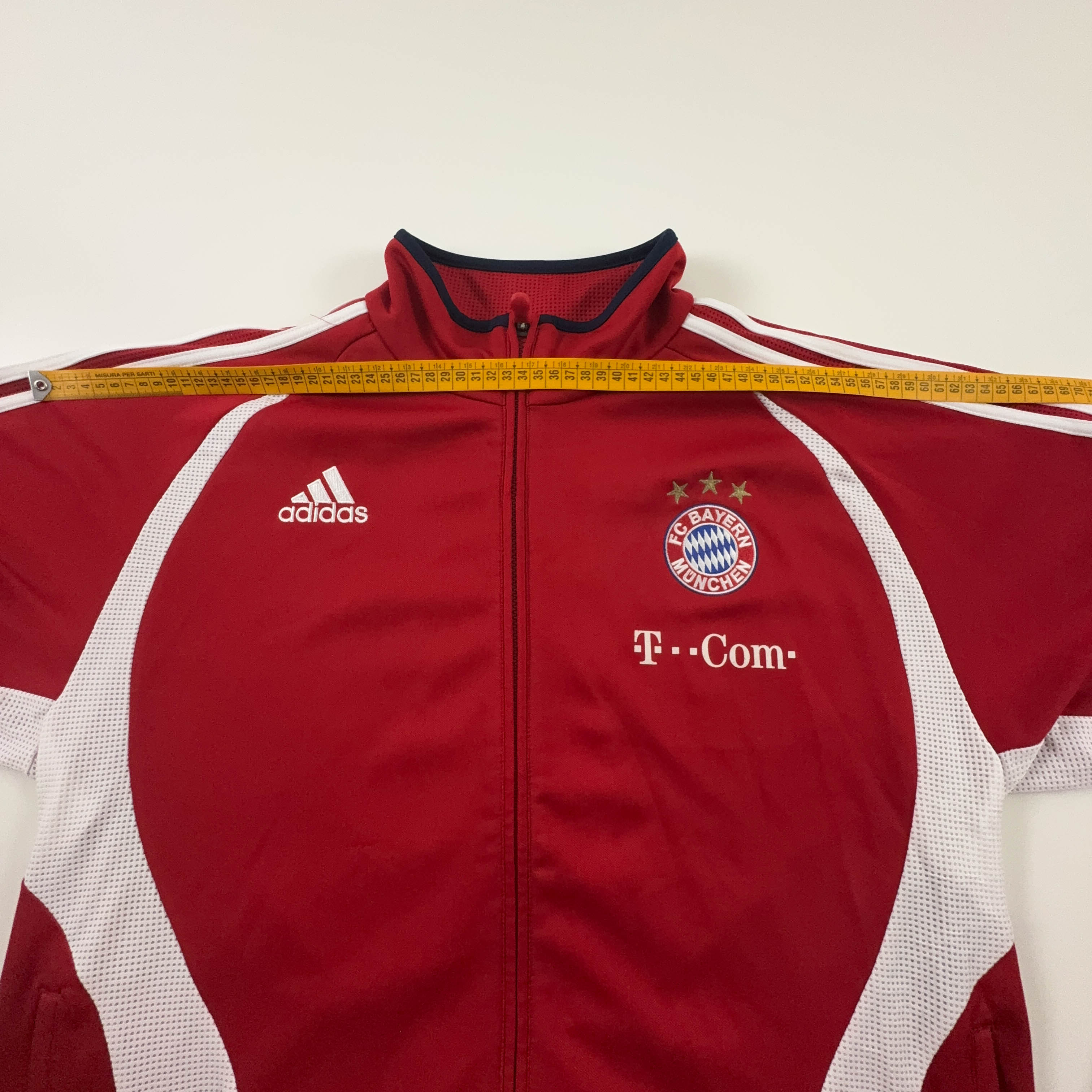 Felpa Adidas Bayern Vintage rossa e bianca con zip anni 2000 - Taglia D7 F186 uomo