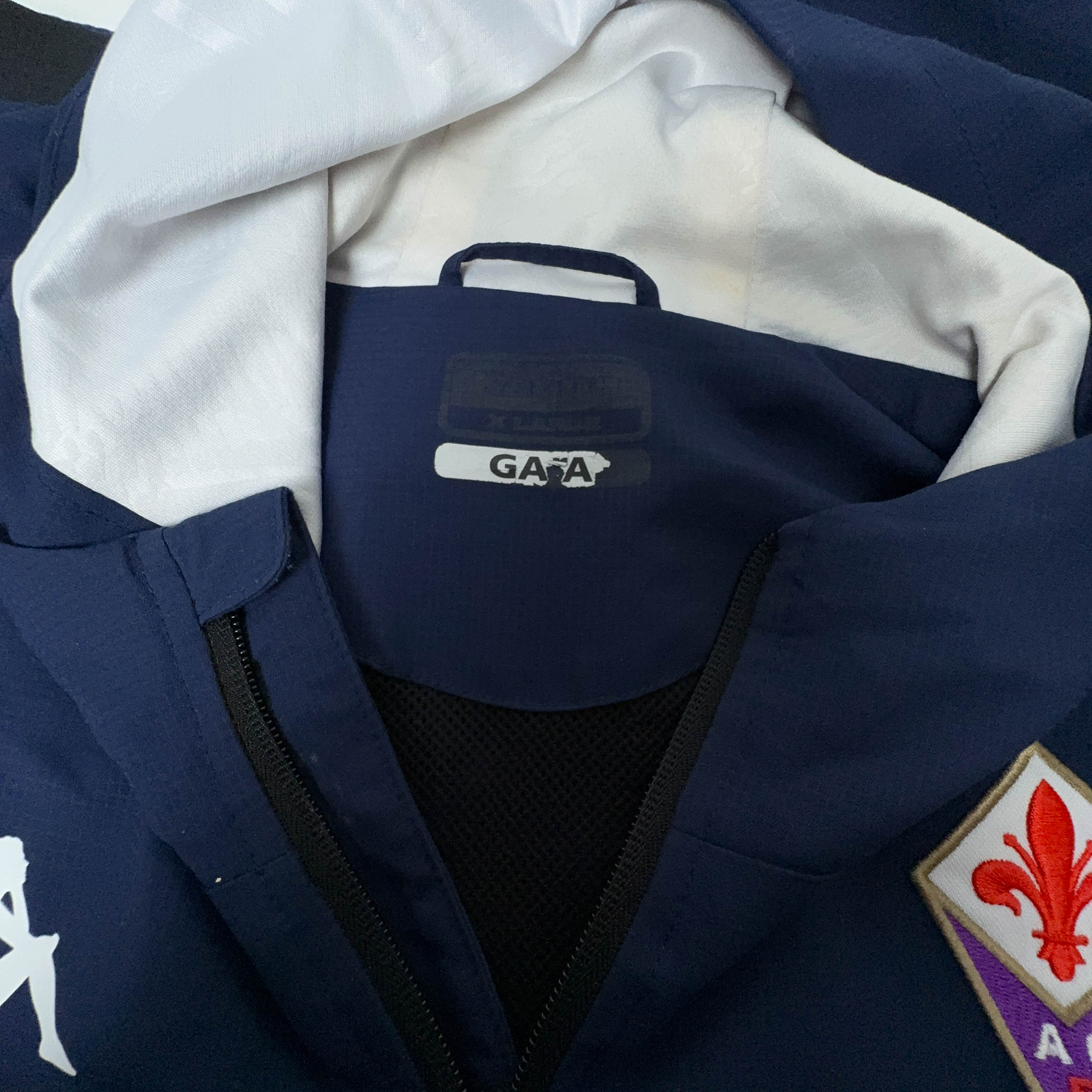 Felpa Kappa Fiorentina blu scuro con zip e cappuccio - Taglia XL uomo