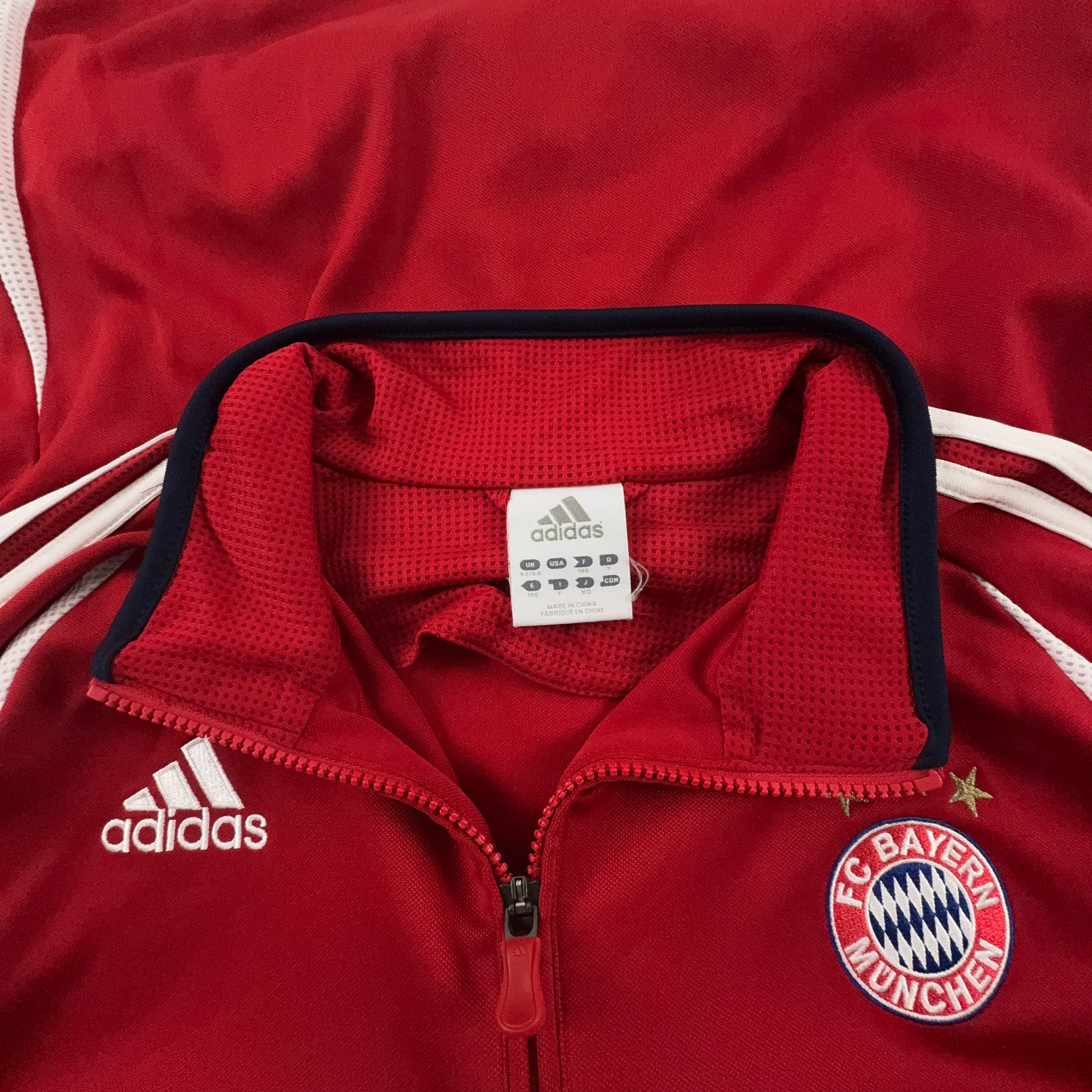 Felpa Adidas Bayern Vintage rossa e bianca con zip anni 2000 - Taglia D7 F186 uomo