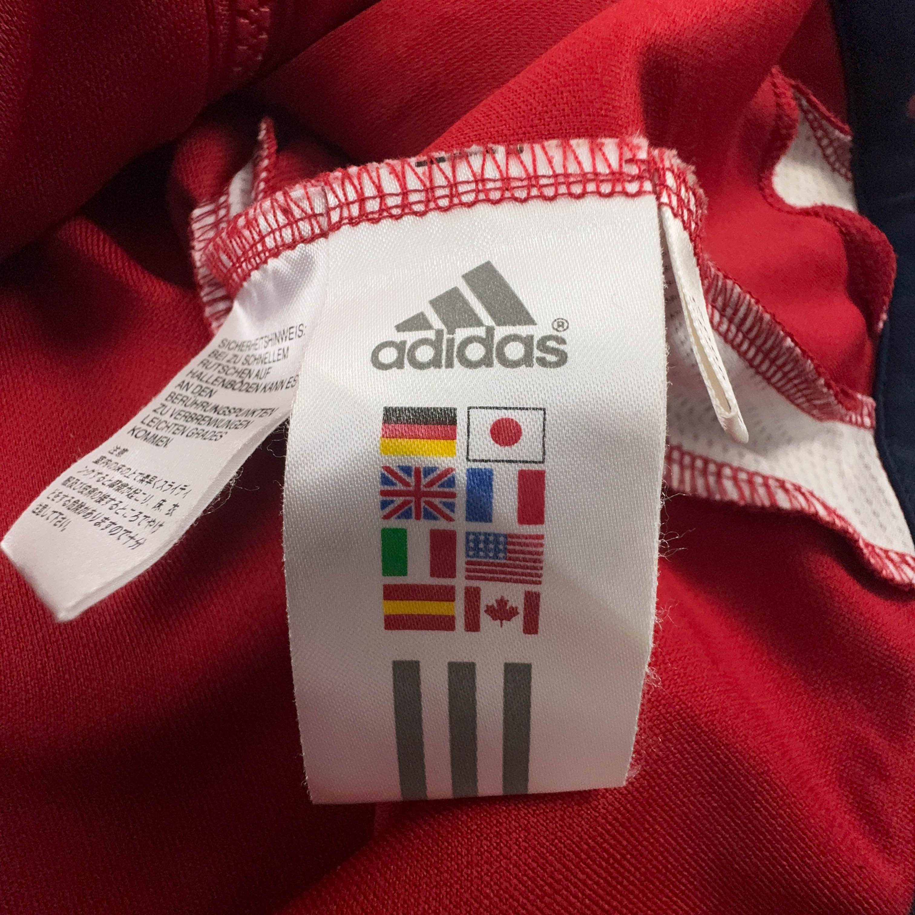 Felpa Adidas Bayern Vintage rossa e bianca con zip anni 2000 - Taglia D7 F186 uomo