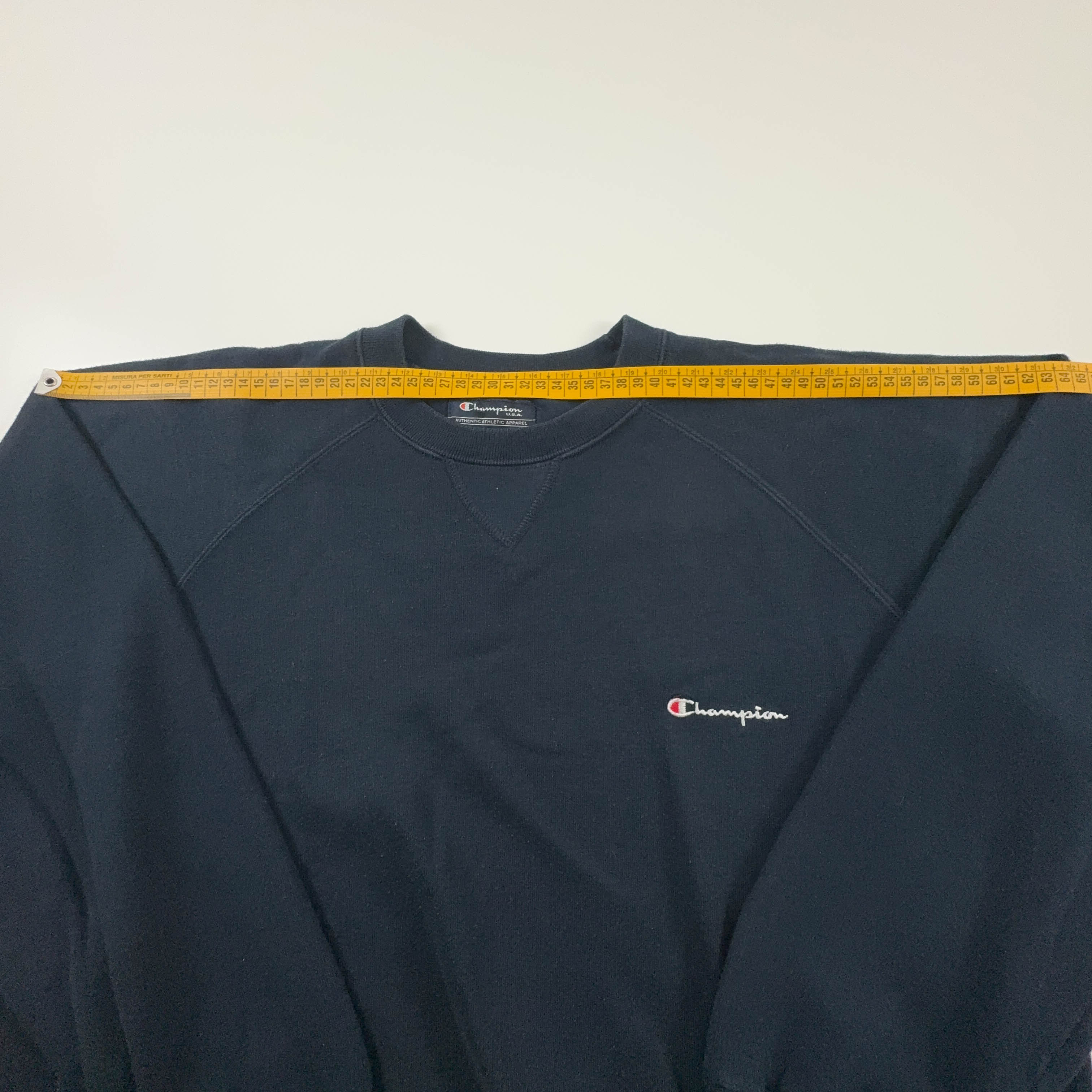 Felpa Champion Vintage blu scura a girocollo 62% cotone anni 2000 - Taglia M/L uomo