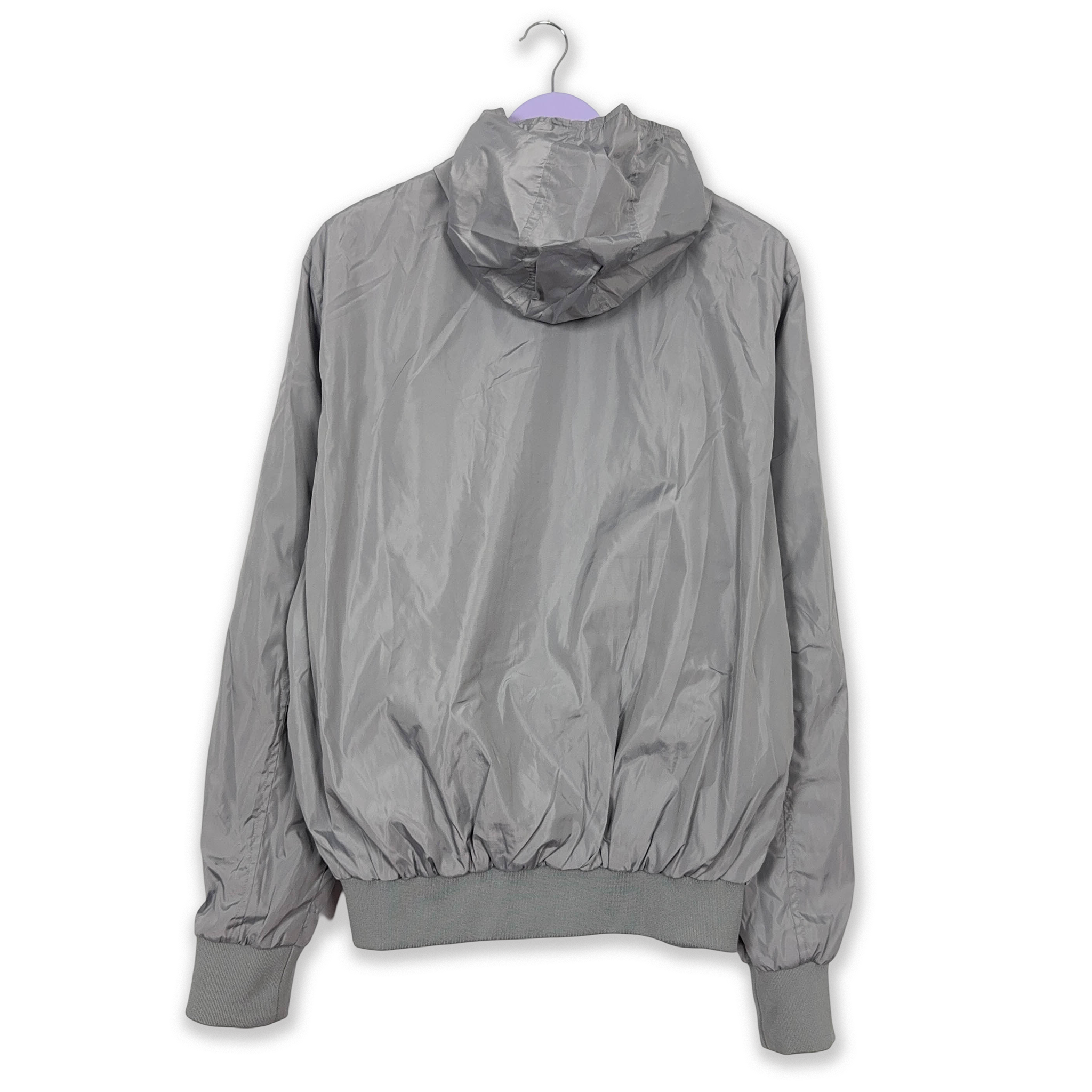 Giacca a vento K way grigia con zip e cappuccio - Taglia L uomo