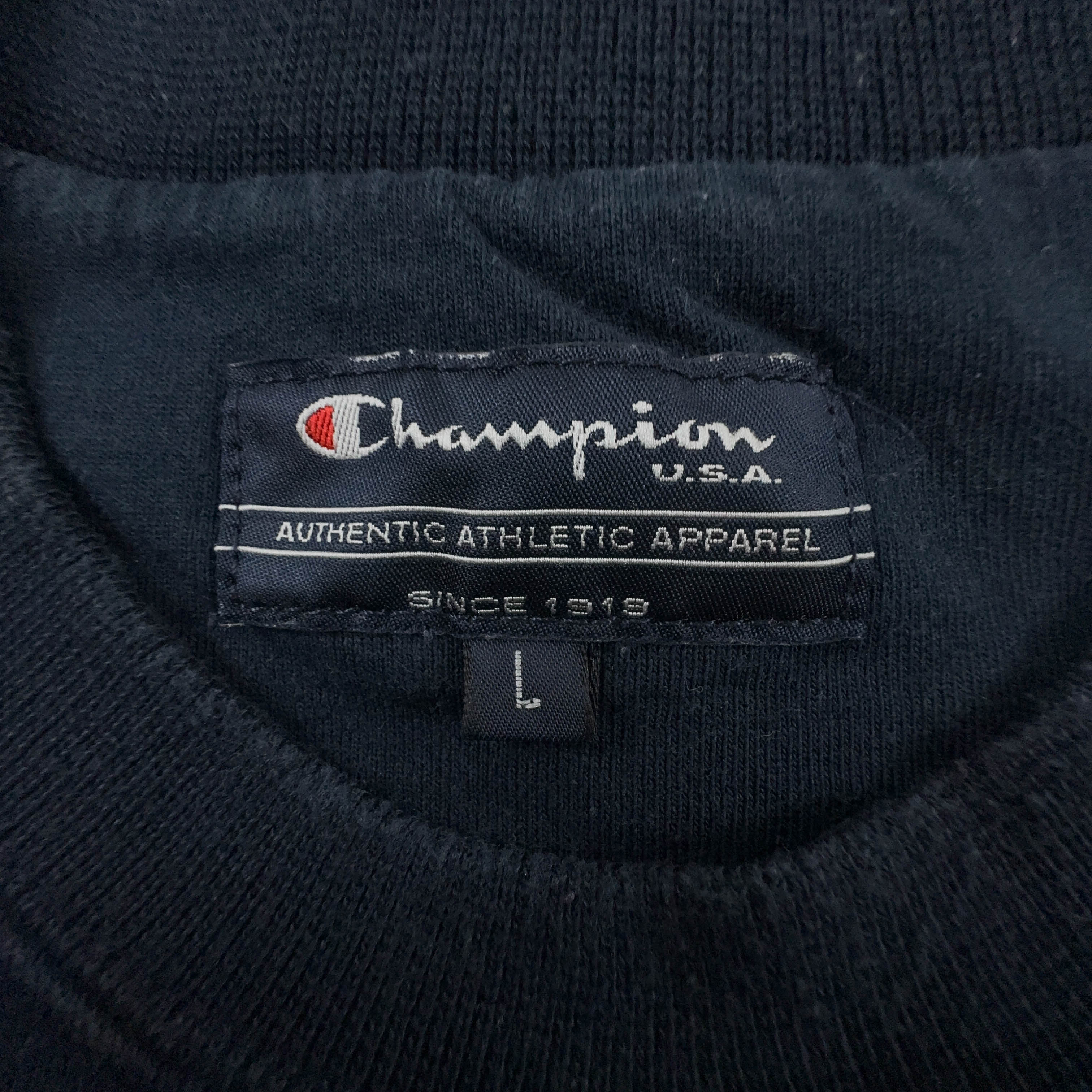 Felpa Champion Vintage blu scura a girocollo 62% cotone anni 2000 - Taglia M/L uomo