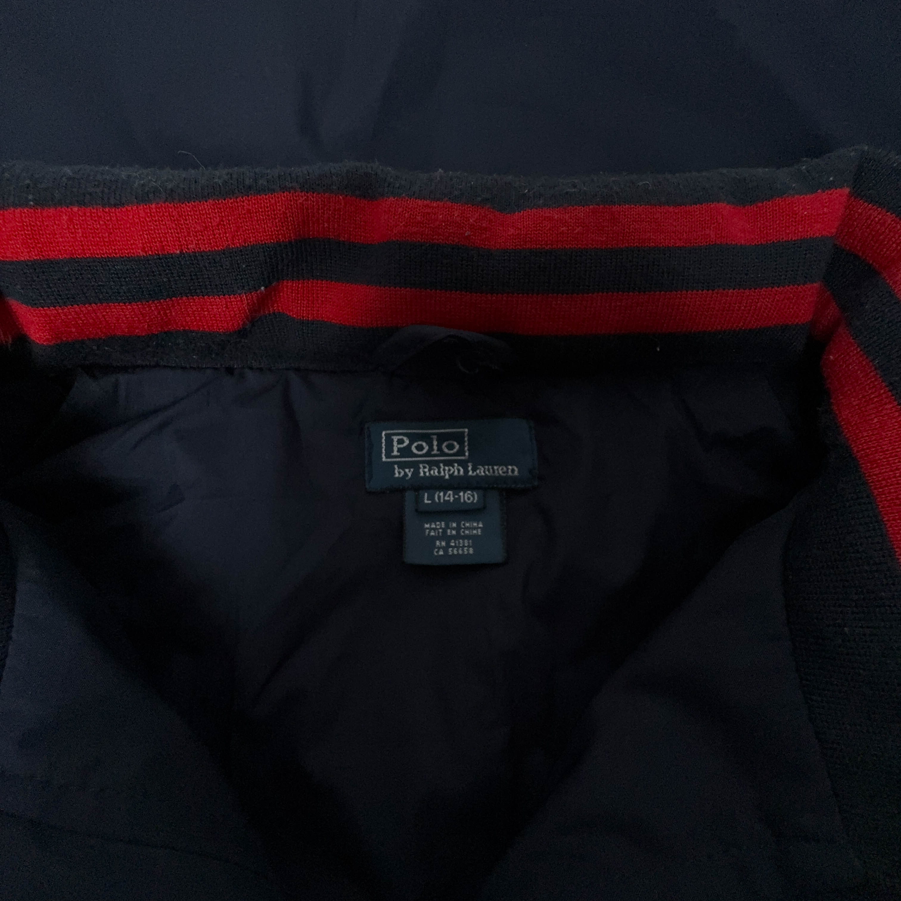 Giacca a vento Ralph Lauren blu scuro con zip e cappuccio - Taglia S uomo