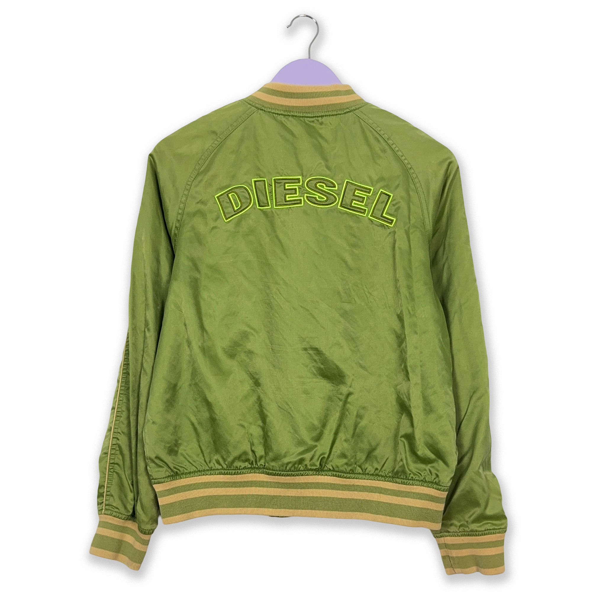 Giacca a vento Diesel Vintage verde con zip logo ricamato - Taglia M donna