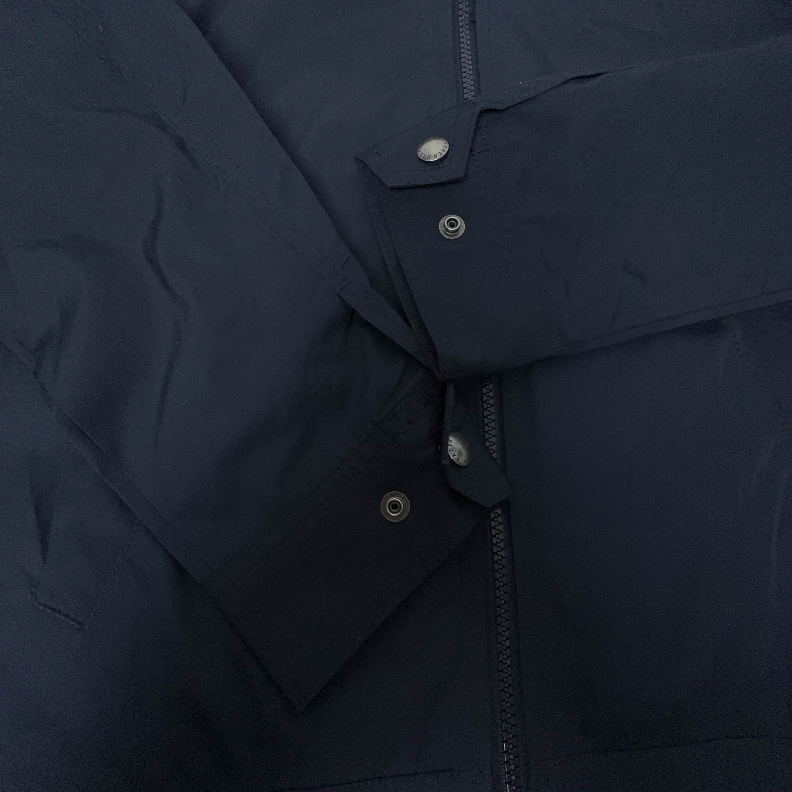 Giacca a vento Ralph Lauren blu scuro con zip e cappuccio - Taglia S uomo