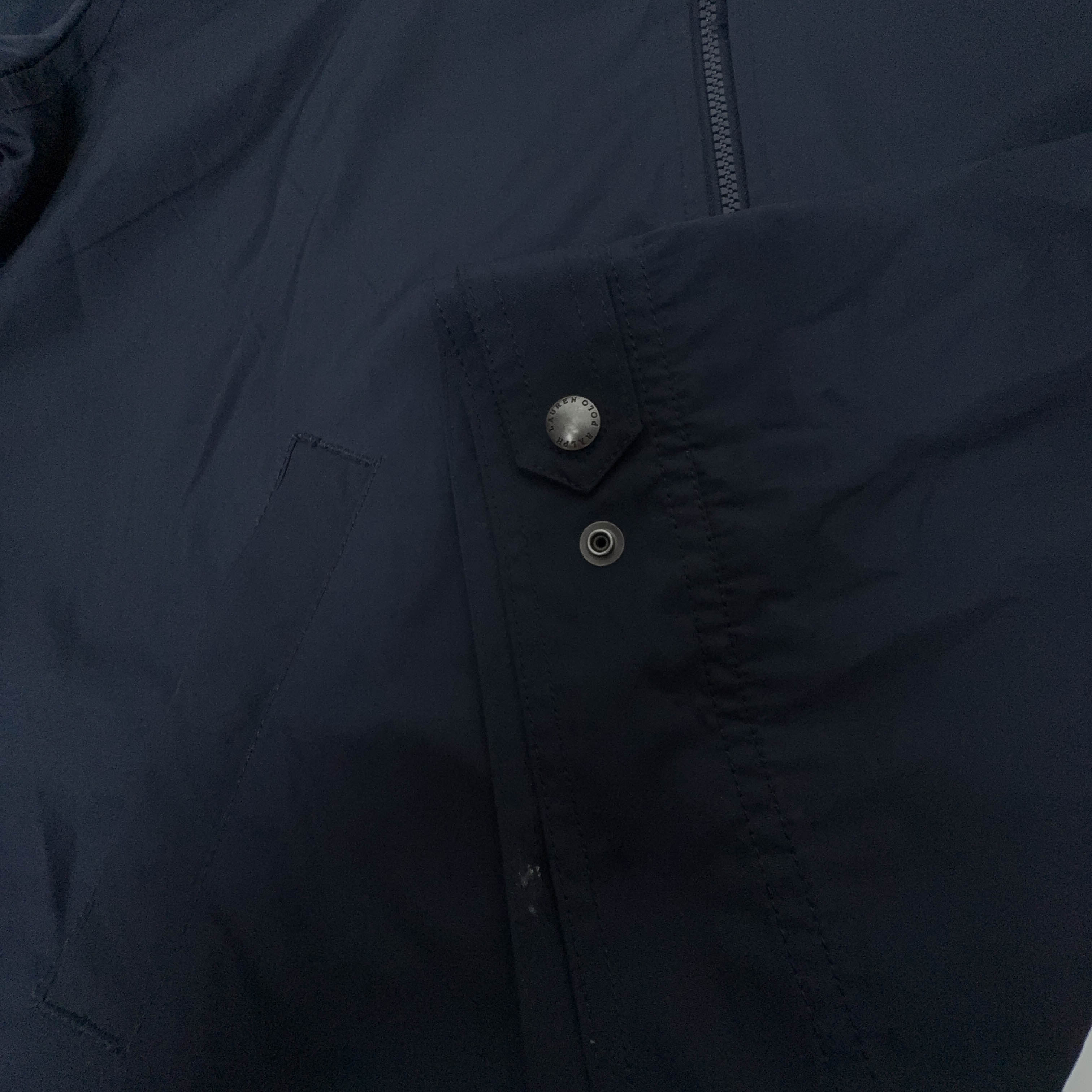 Giacca a vento Ralph Lauren blu scuro con zip e cappuccio - Taglia S uomo