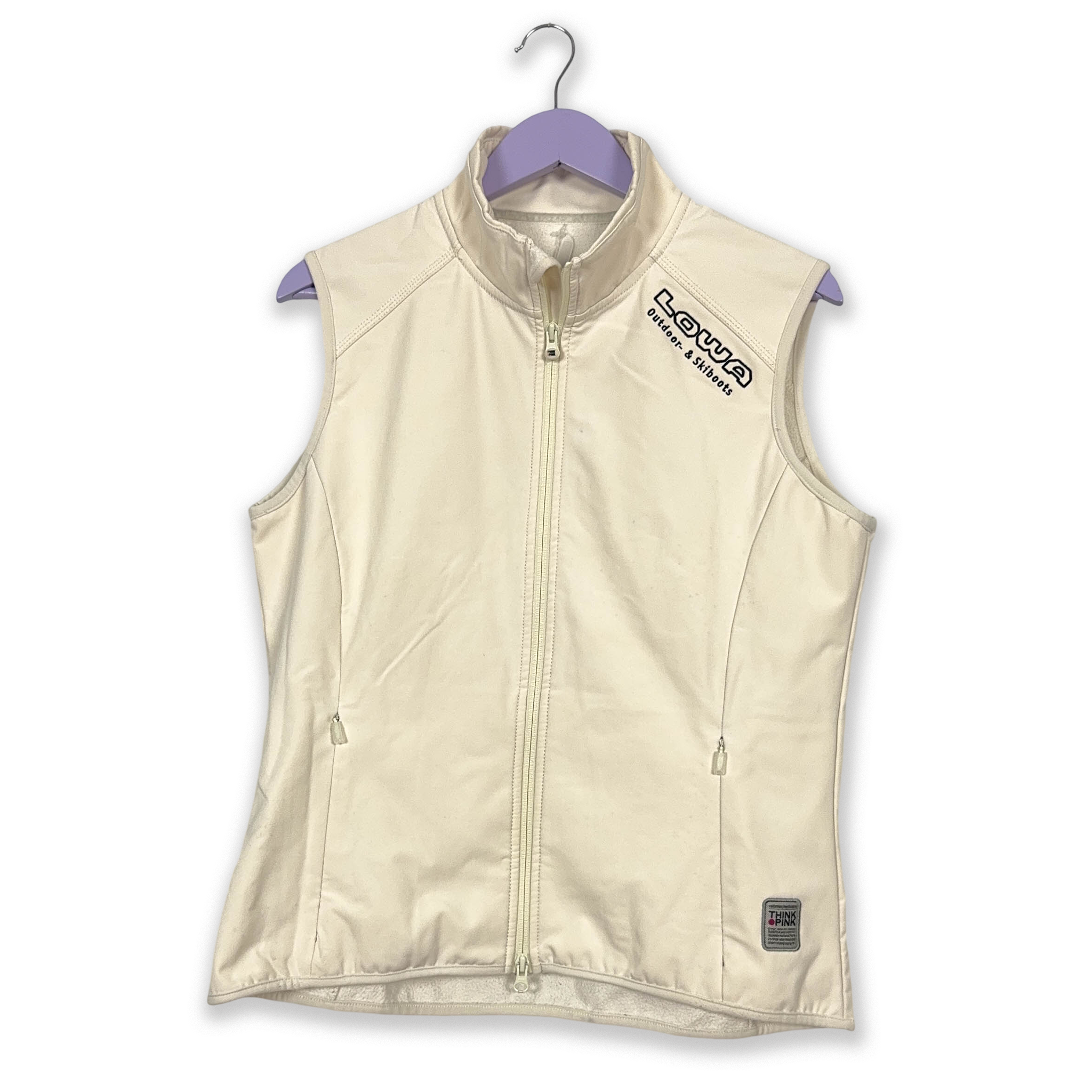 Giacca smanicata Think Pink bianco panna con zip - Taglia S/M uomo