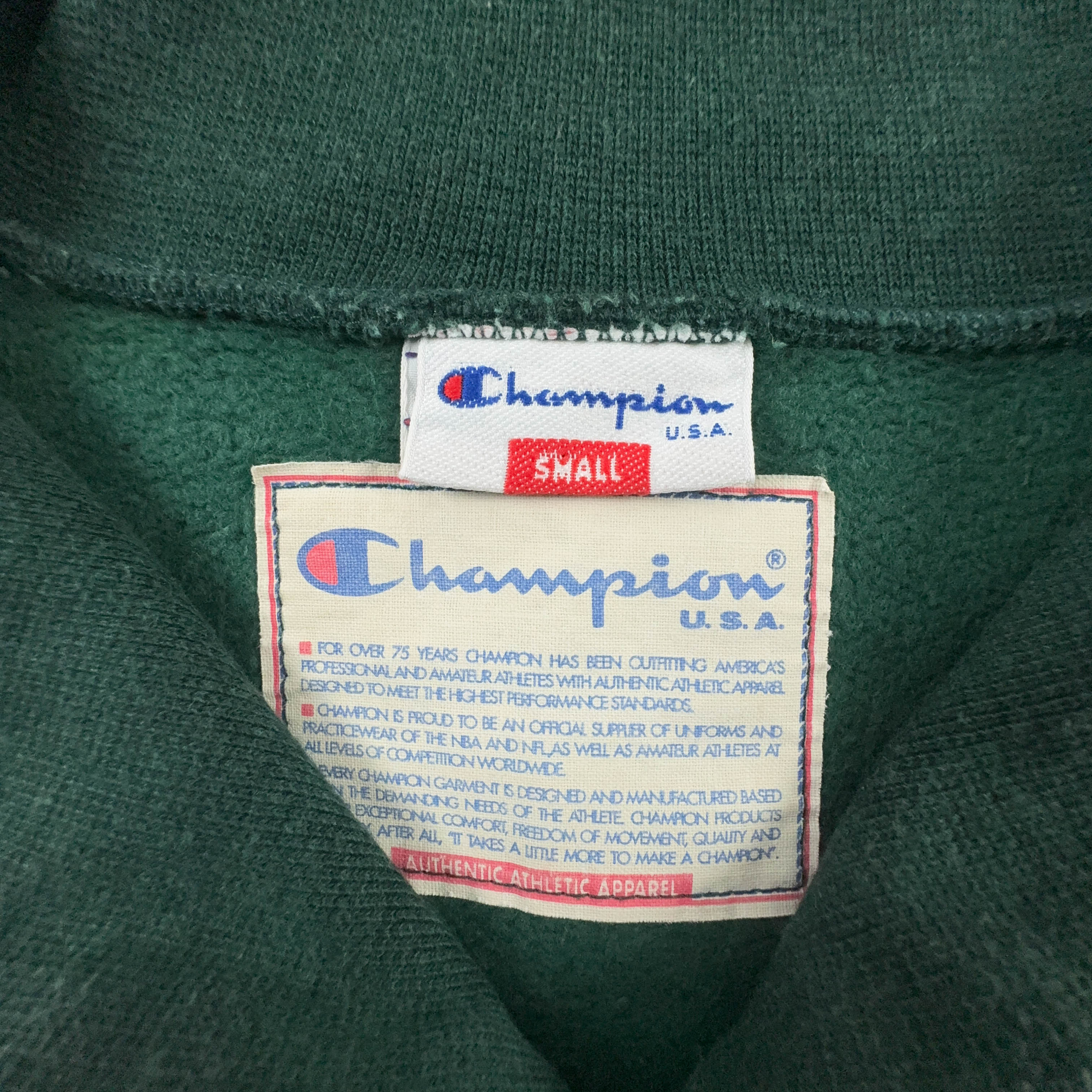 Felpa Champion Vintage verde quarter zip 62% cotone anni 80 - Taglia S/M uomo
