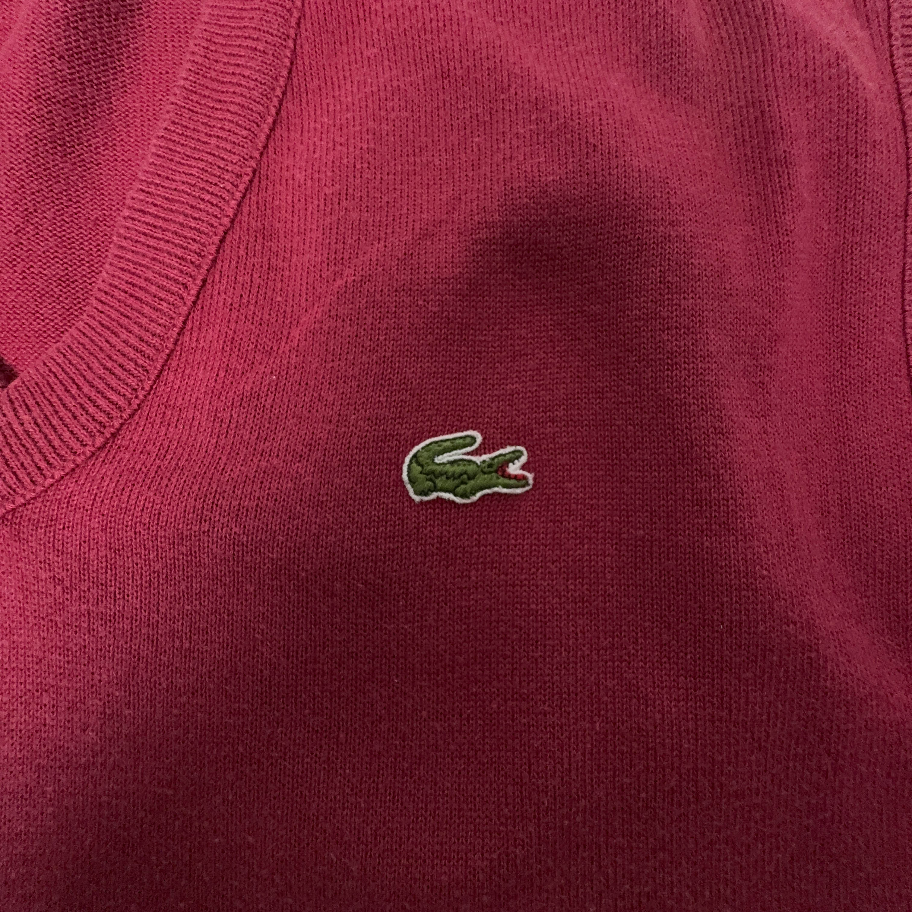 Gilet Lacoste Vintage rosso scollo a V in cotone - Taglia 5 uomo