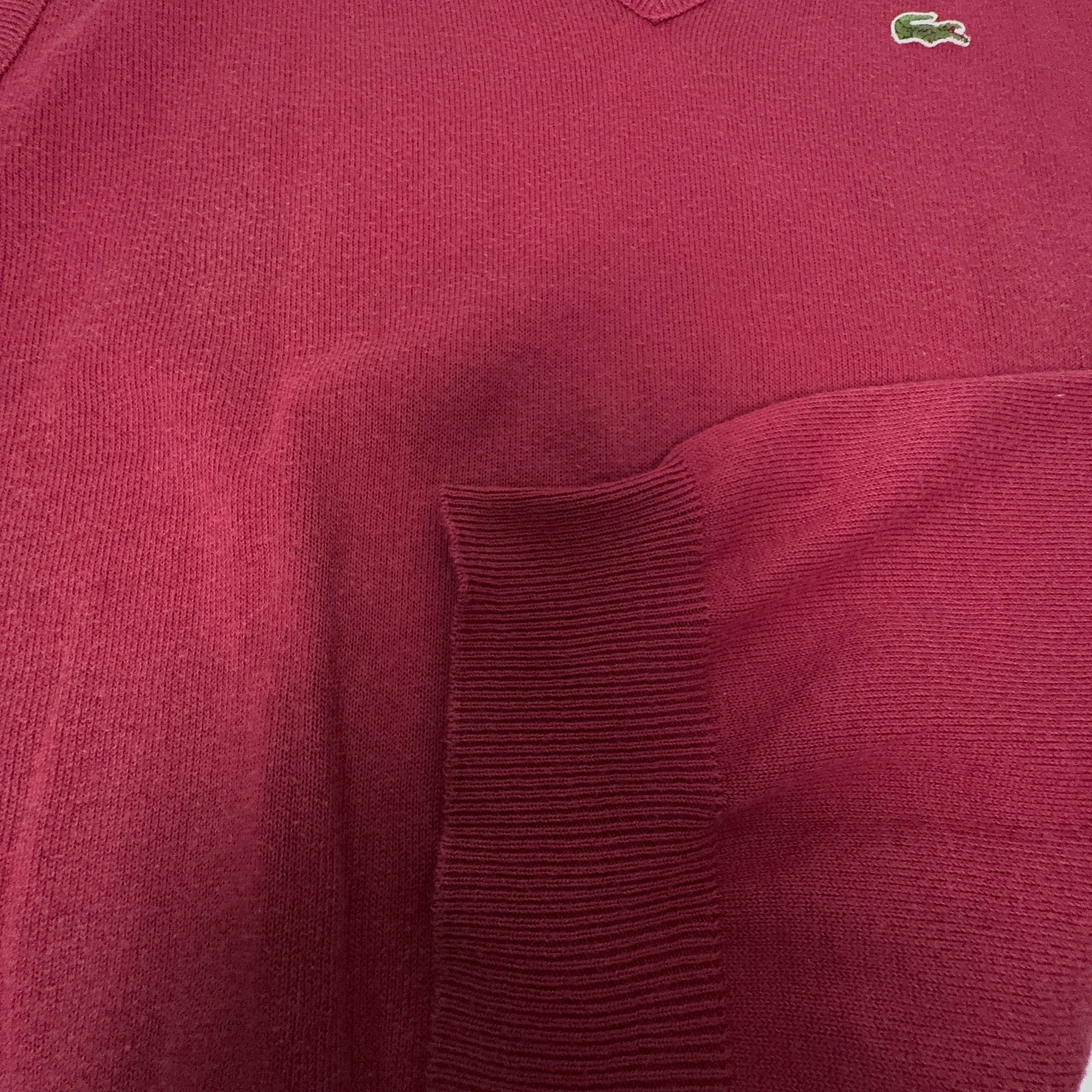 Gilet Lacoste Vintage rosso scollo a V in cotone - Taglia 5 uomo