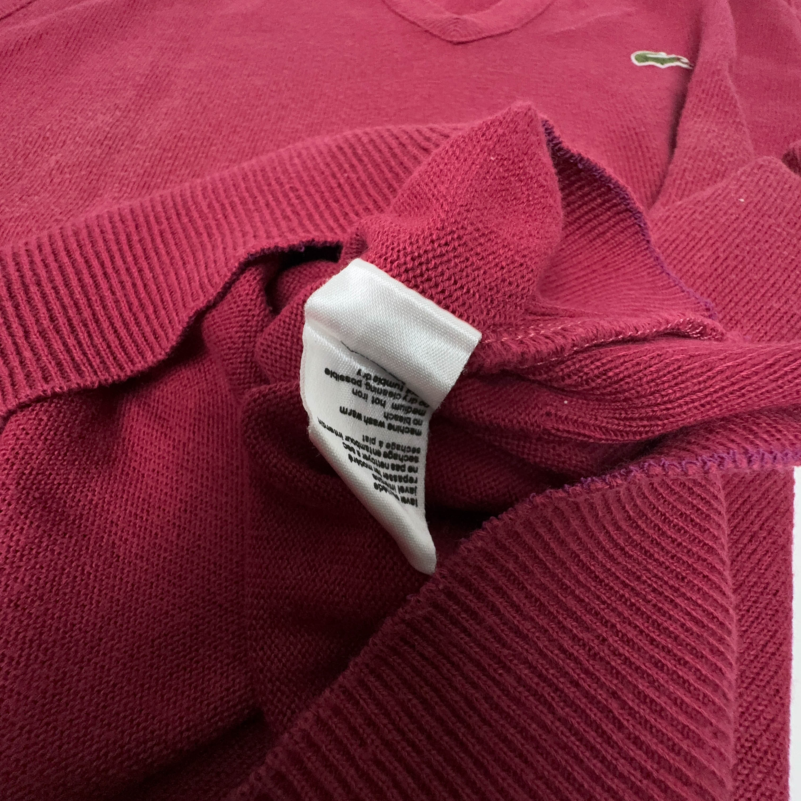 Gilet Lacoste Vintage rosso scollo a V in cotone - Taglia 5 uomo