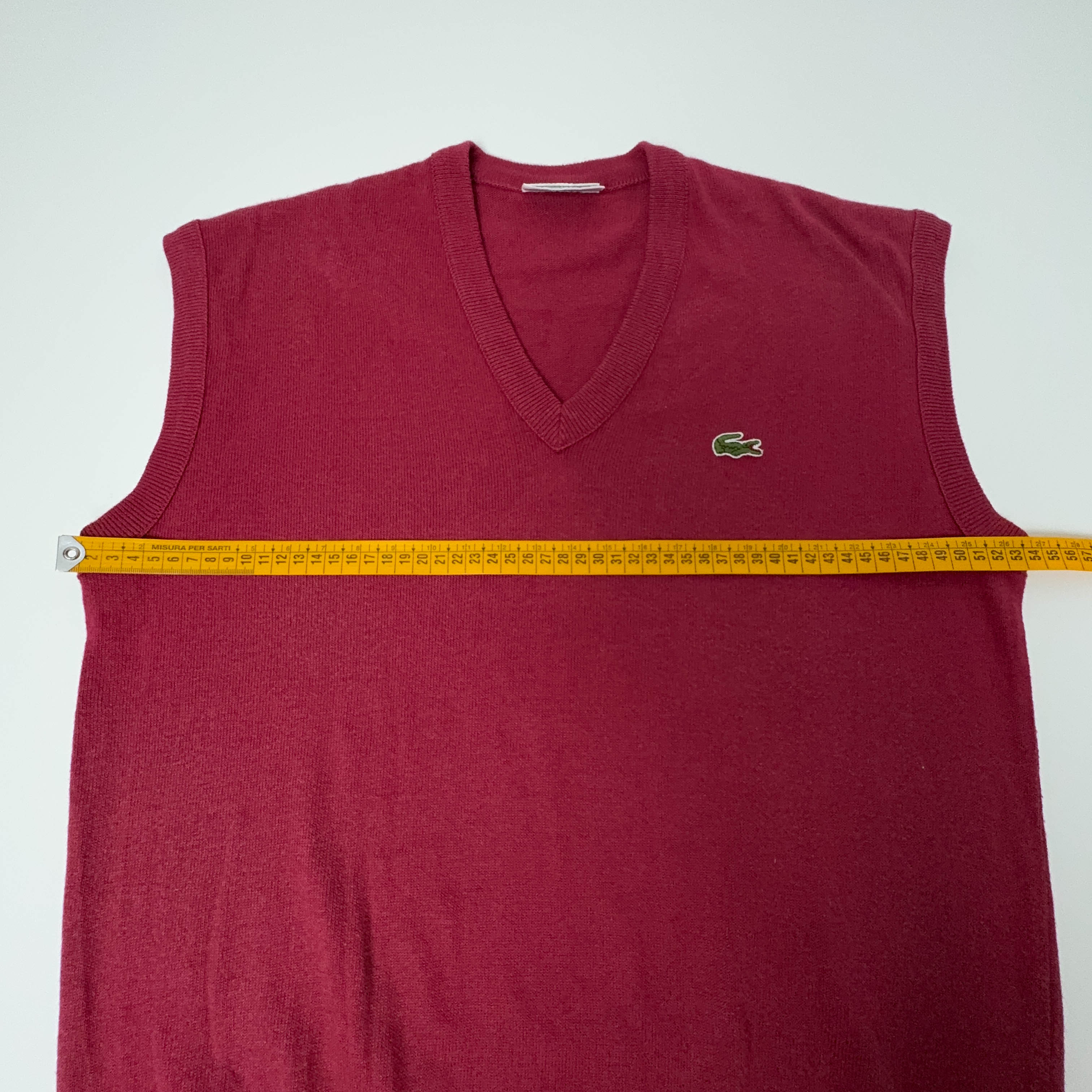Gilet Lacoste Vintage rosso scollo a V in cotone - Taglia 5 uomo
