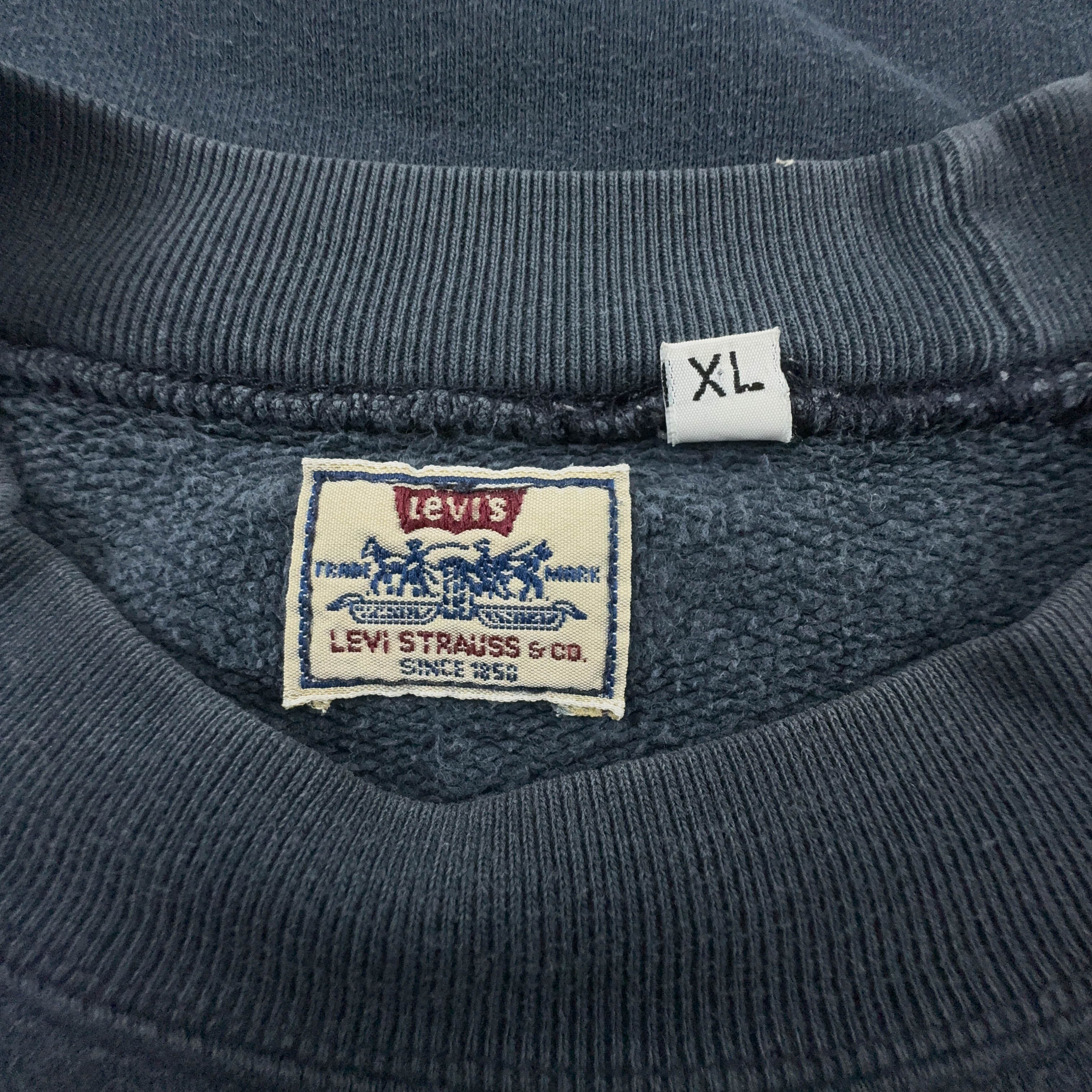 Felpa Levi's Vintage blu scura a girocollo in cotone anni 90 - Taglia L/XL uomo