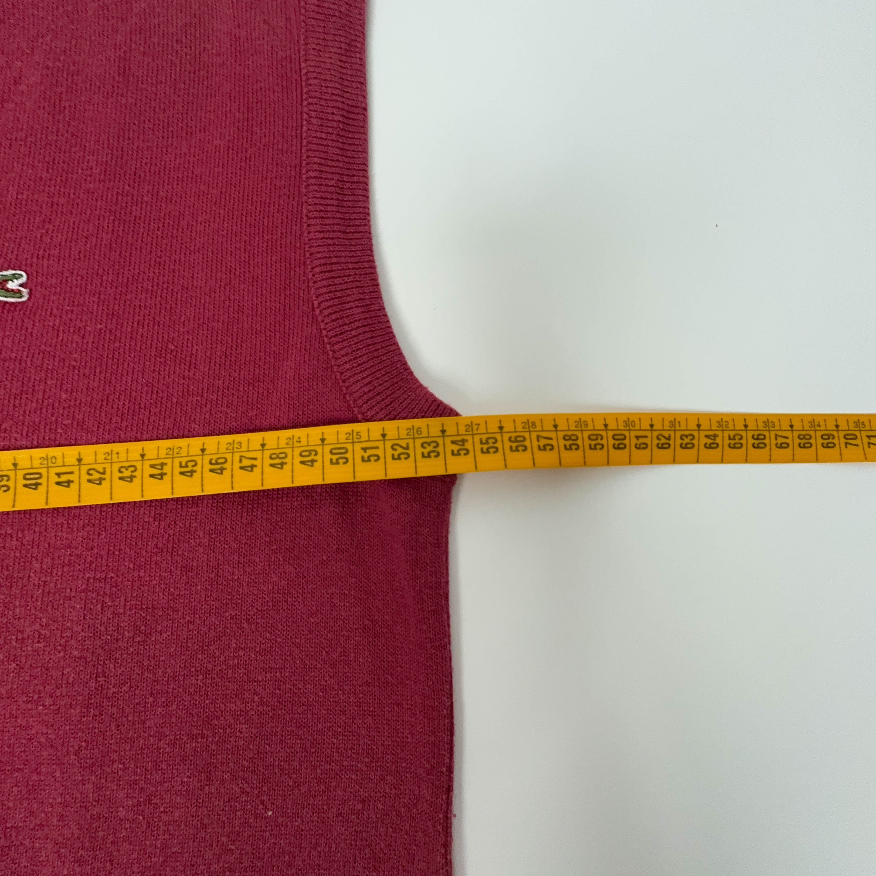Gilet Lacoste Vintage rosso scollo a V in cotone - Taglia 5 uomo