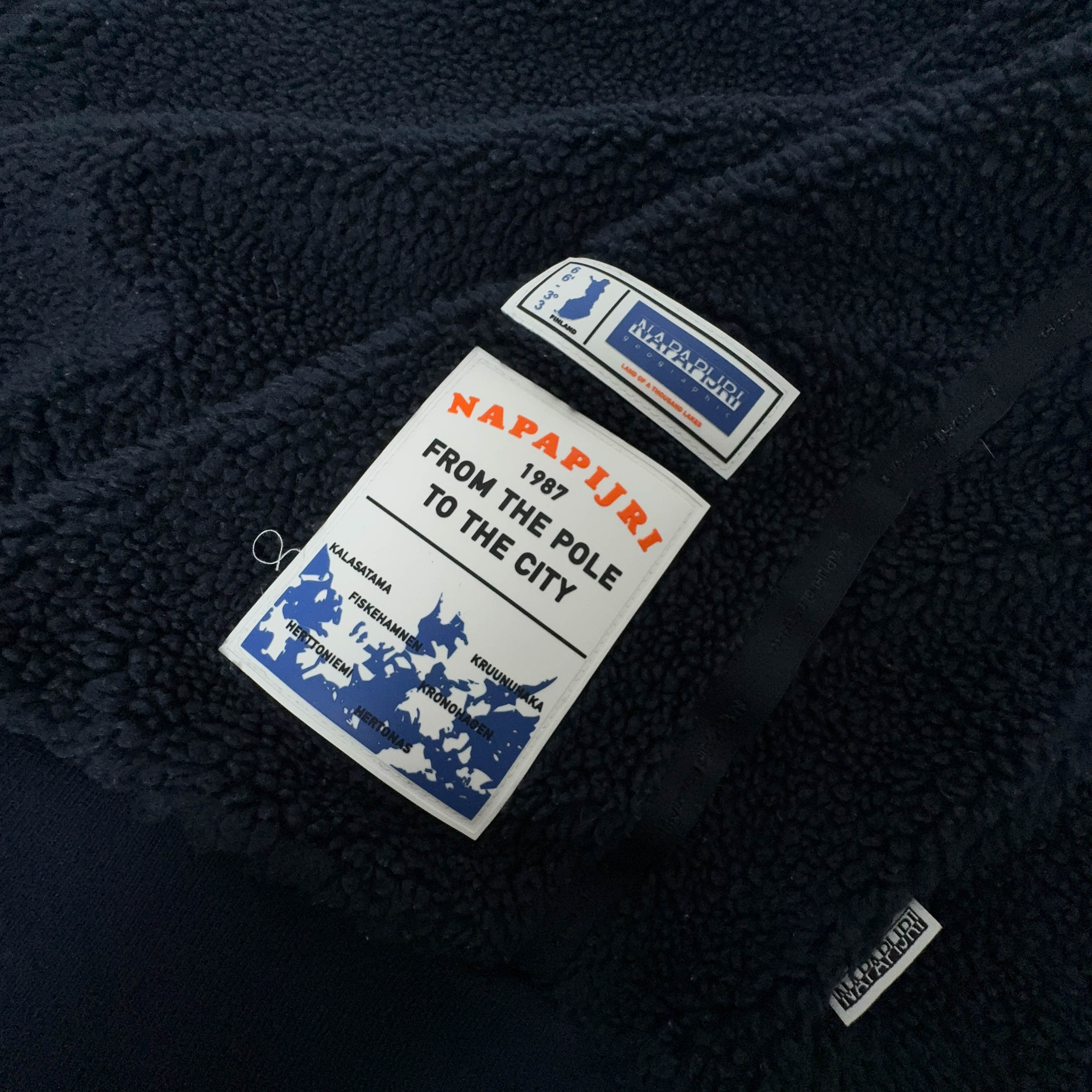Pile Napapijri blu scuro girocollo con patch - Taglia S uomo